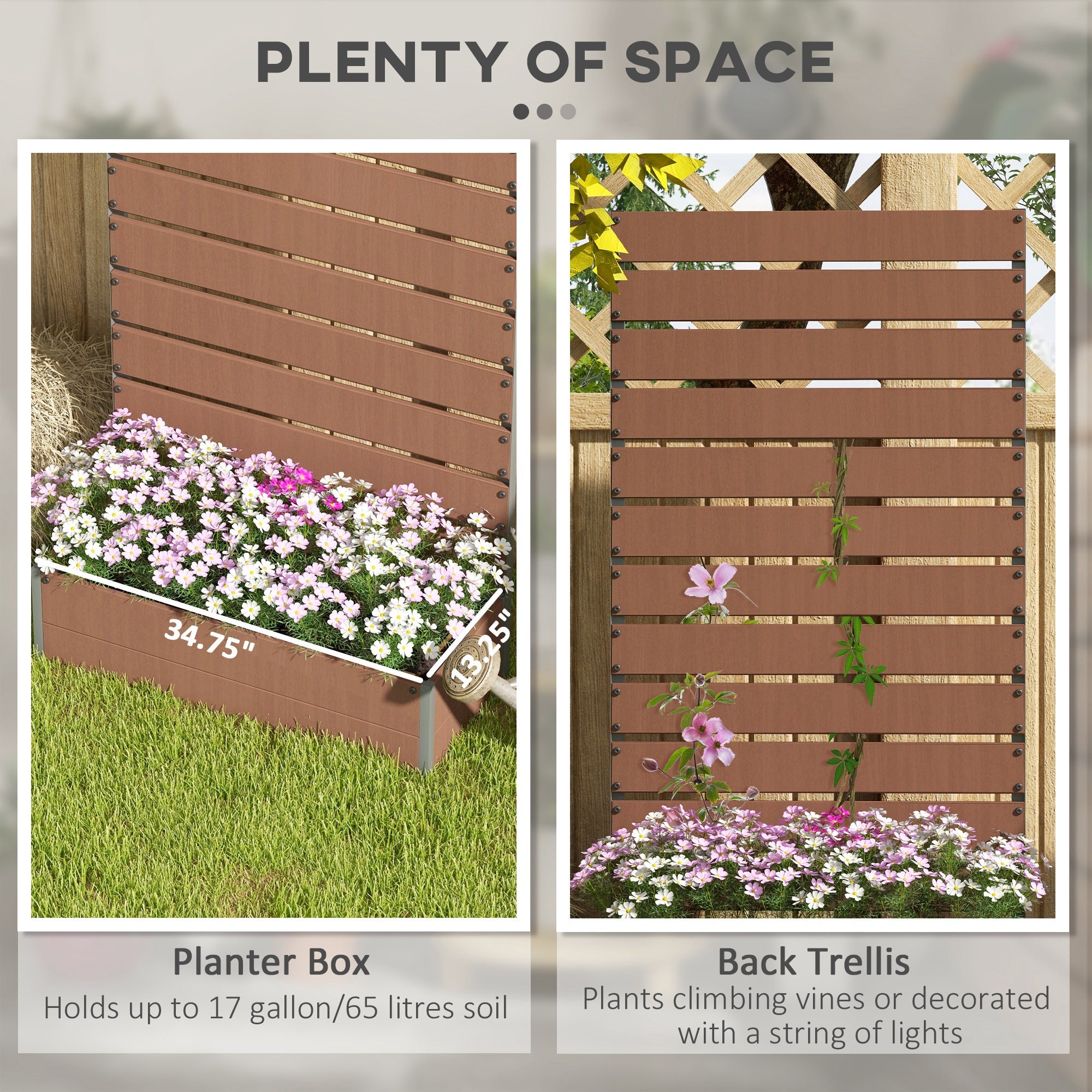 Trellis Planter for Climbing Plants, Raised Garden Bed with Trellis, Planter Box for Outdoor Garden, Light Brown - Light Brown - Image 4