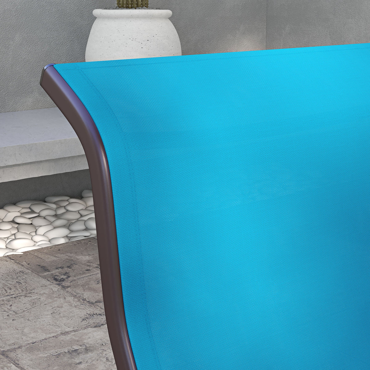 Gliding Lounger Chair, Single Rocker with Lightweight Metal & Mesh Construction, Blue