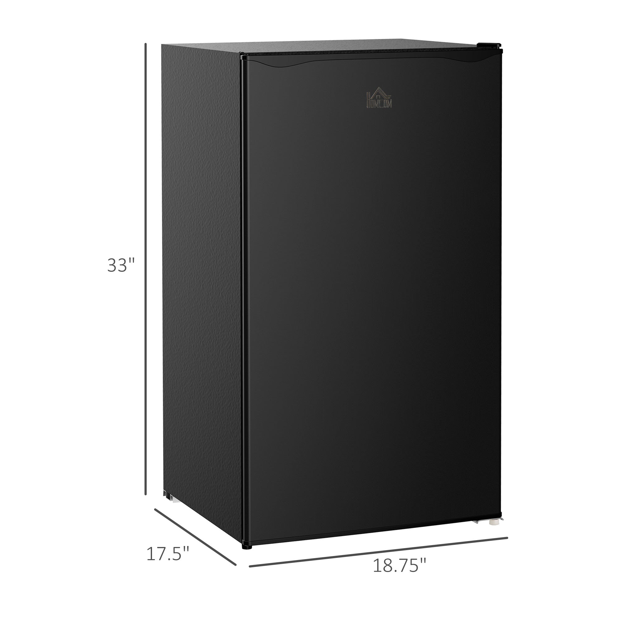 3.2 Cu.Ft Mini Fridge with Freezer, Compact Refrigerator with Adjustable Thermostat, Shelf and Single Reversible Door for Bedroom, Dorm, Home Office, Energy Efficient, Black