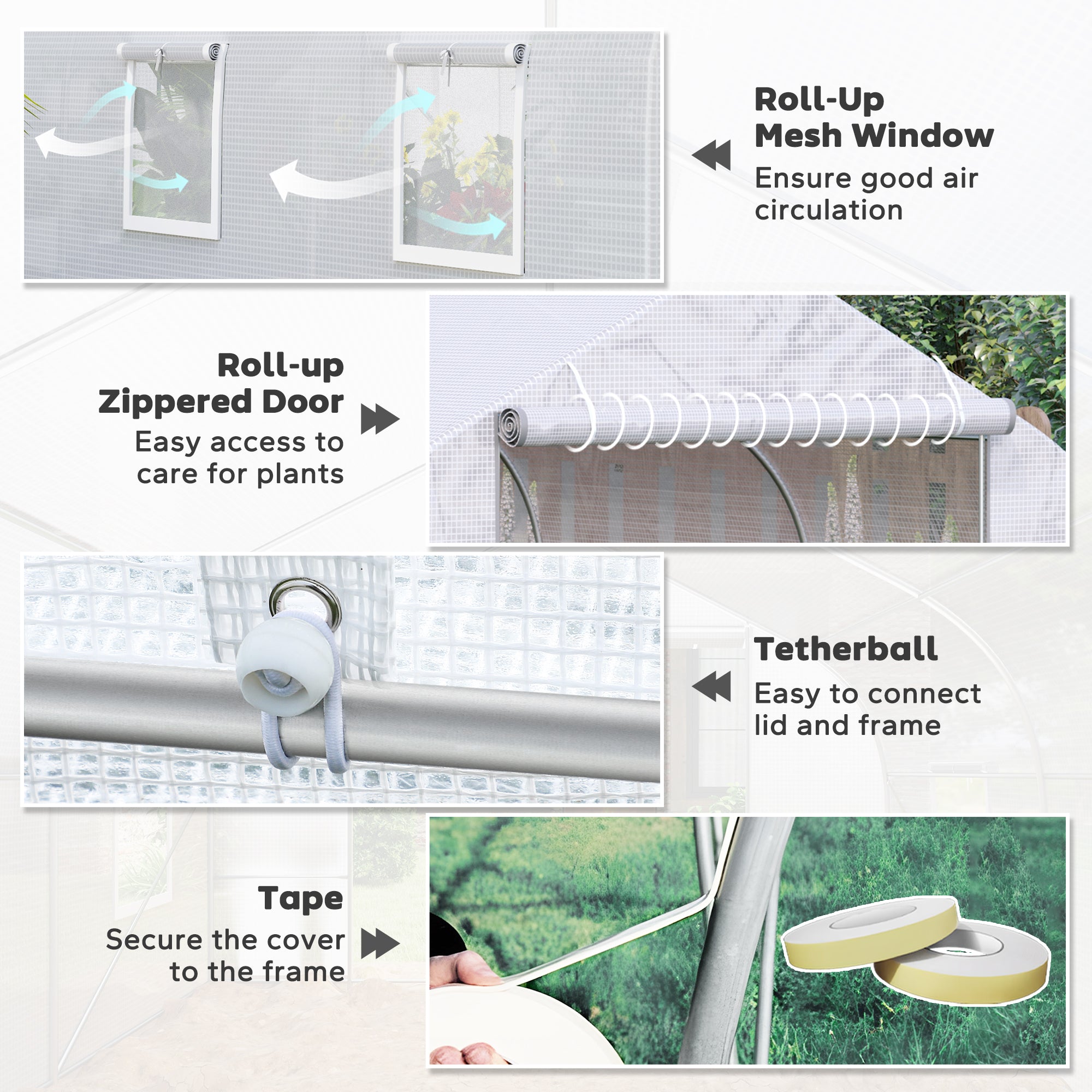 20' x 10' x 7' Tunnel Greenhouse Large Walk-In Warm House, Roll Up Door - White - Image 6