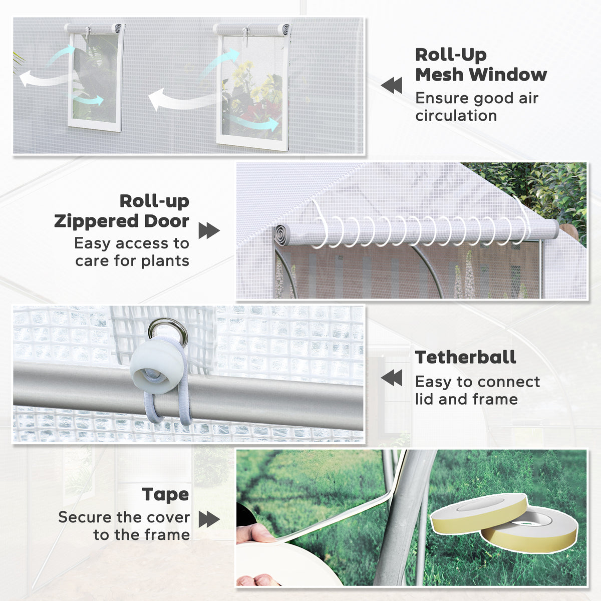 Walk In Tunnel Greenhouse, Portable Outdoor Plant House with Roll Up Doors