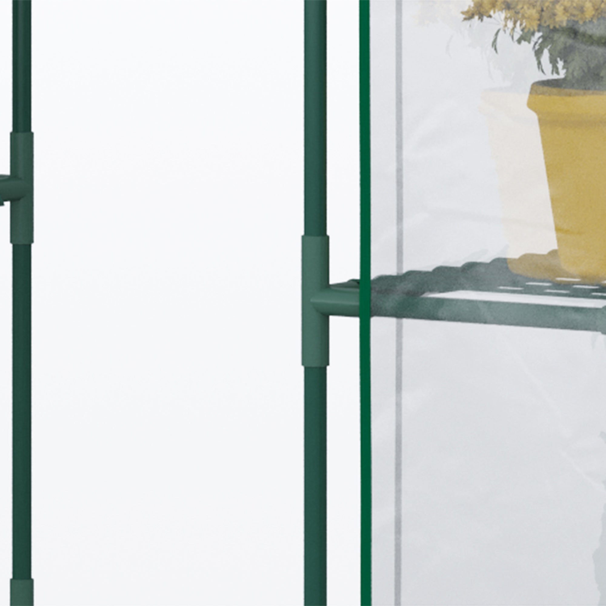 5' x 2.5' x 6.5' Mini Walk-in Greenhouse Kit, Portable Green House with 3 Tier Shelves, Roll-Up Door, and Weatherized Plastic Cover for Backyard Garden, Clear - Clear - Image 8