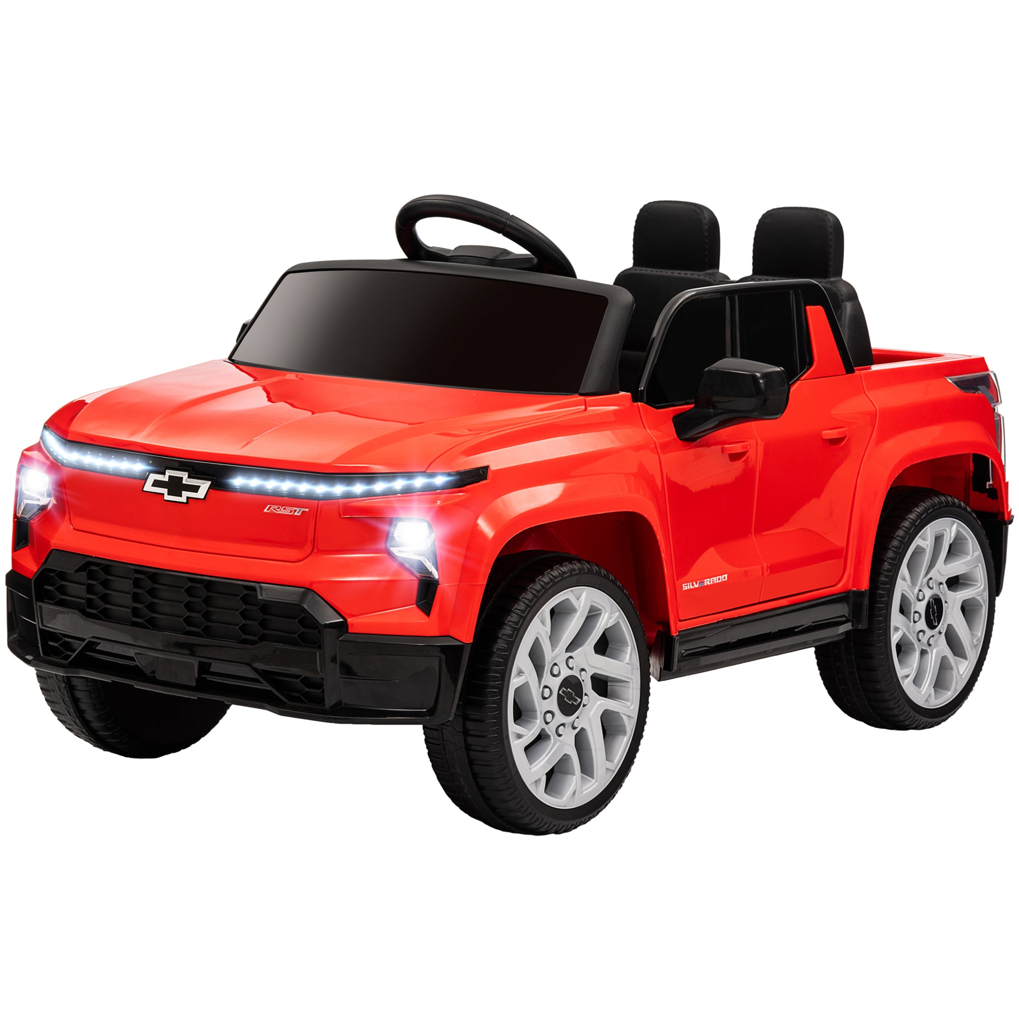 12V Chevrolet Silverado EV RST Licensed Kids Electric Car with Parent Remote Control, Spring Suspension, Red
