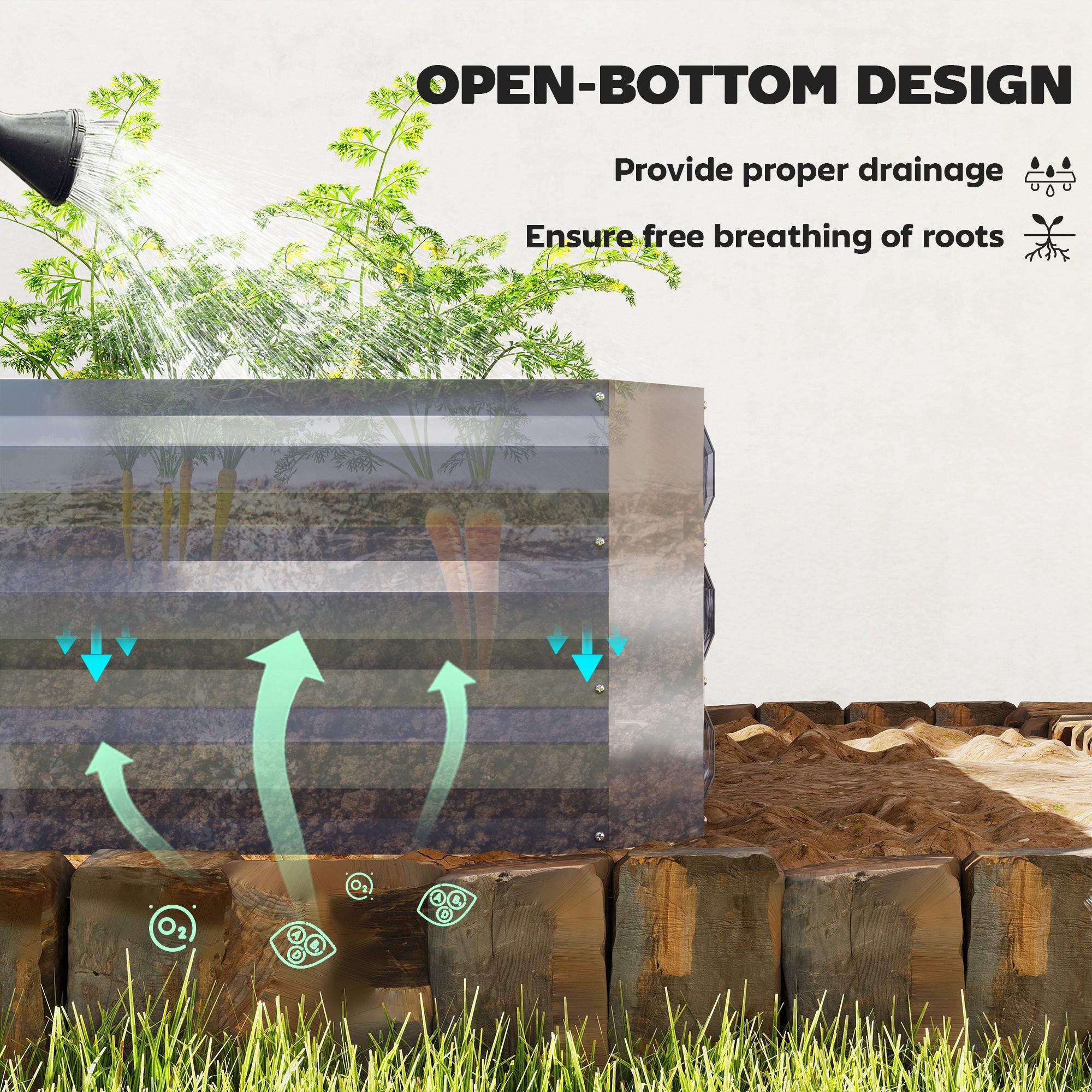 4 x 3 x 1ft Raised Garden Bed with Mini Greenhouse, Galvanized Raised Garden Bed with Cover, Clear and Dark Gray - Clear and Dark Gray - Image 7