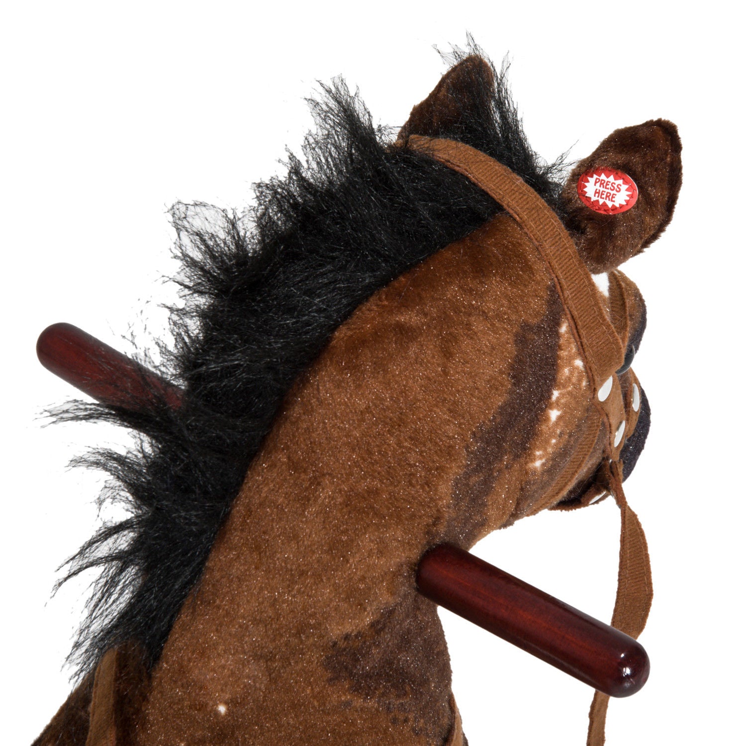 Kids Wooden Plush Ride-On Rocking Horse Chair Toy with Realistic Sounds Dark Brown/White