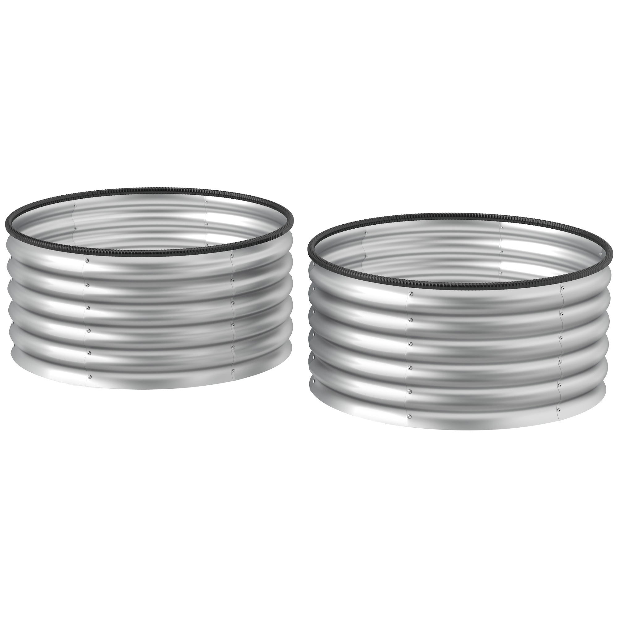 Set of 2 Raised Garden Bed, Metal Planter Box with Safety Edging, Easy-to-assemble Stock Tank 3'x3'x1.4' Silver - Silver