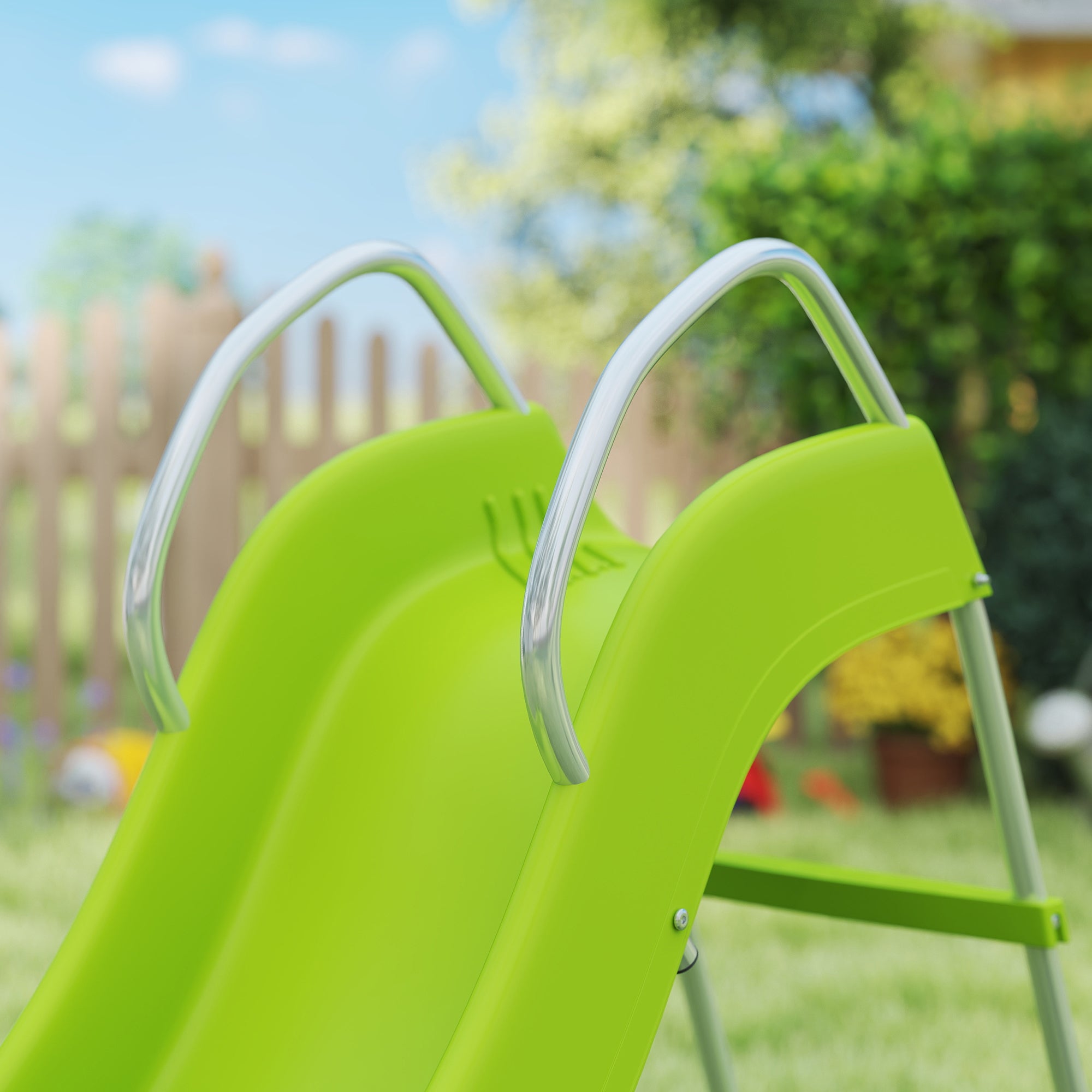 5.7FT Outdoor Slide for Kids Ages 3-8, Climbing Step Ladder, Playground Equipment for Backyard, Garden, Green