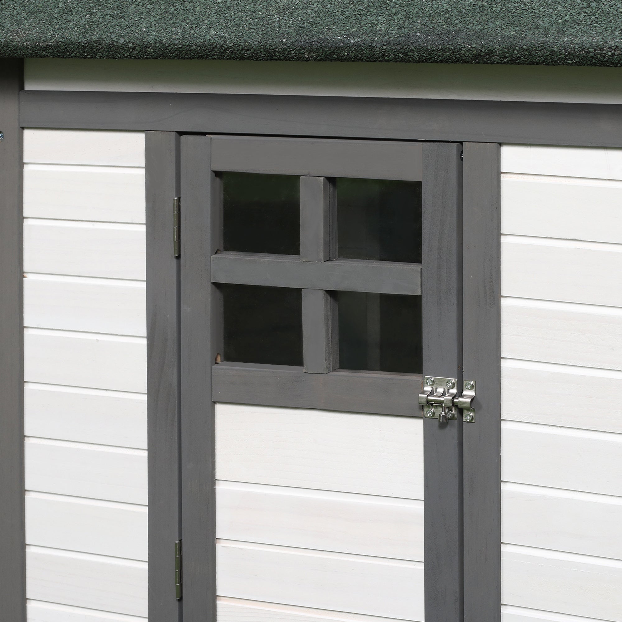 77" Wooden Chicken Coop with Nesting Box, Cute Outdoor Hen House with Removable Tray, Ramp Run, for Garden Backyard, Gray - Grey - Image 8