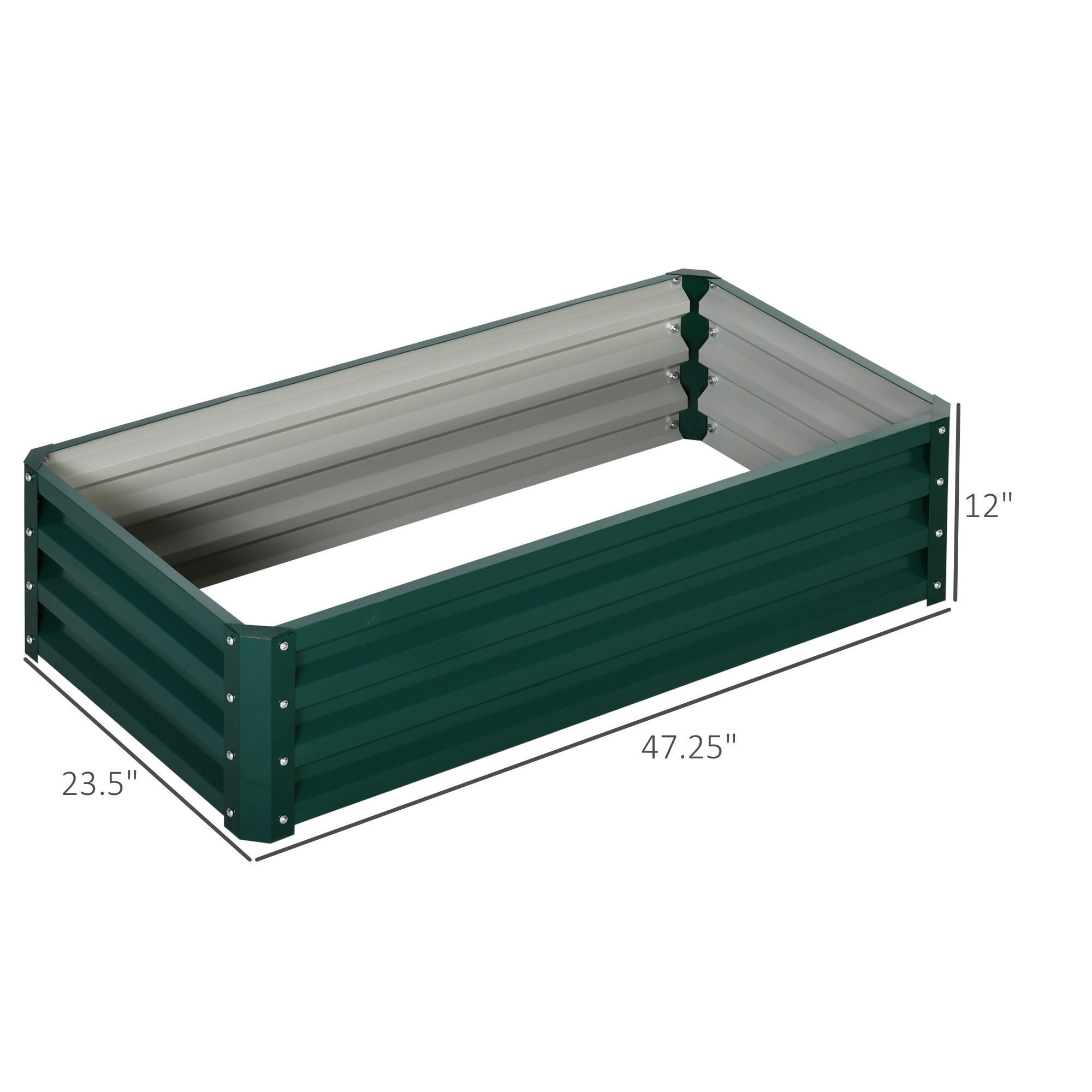 Galvanized Raised Garden Bed, 4' x 2' x 1' Metal Planter Box, for Growing Vegetables, Flowers, Herbs, Succulents, Green - Green - Image 3