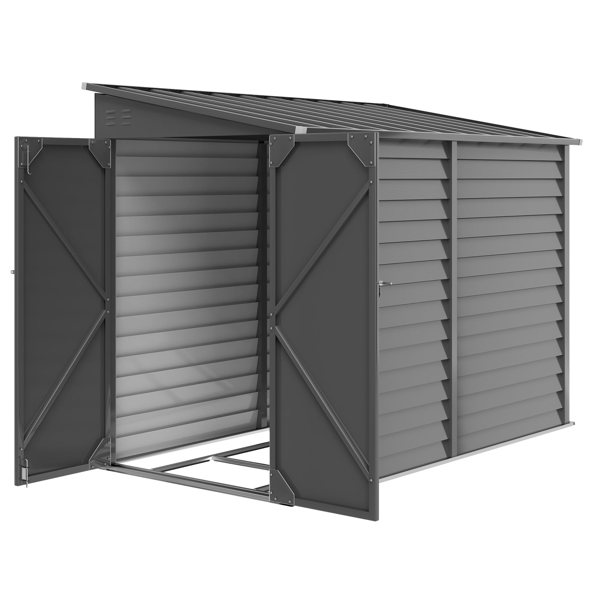 Grey Storage Shed 4.6x9 Metal Lean-to Outdoor Storage - Dark Gray
