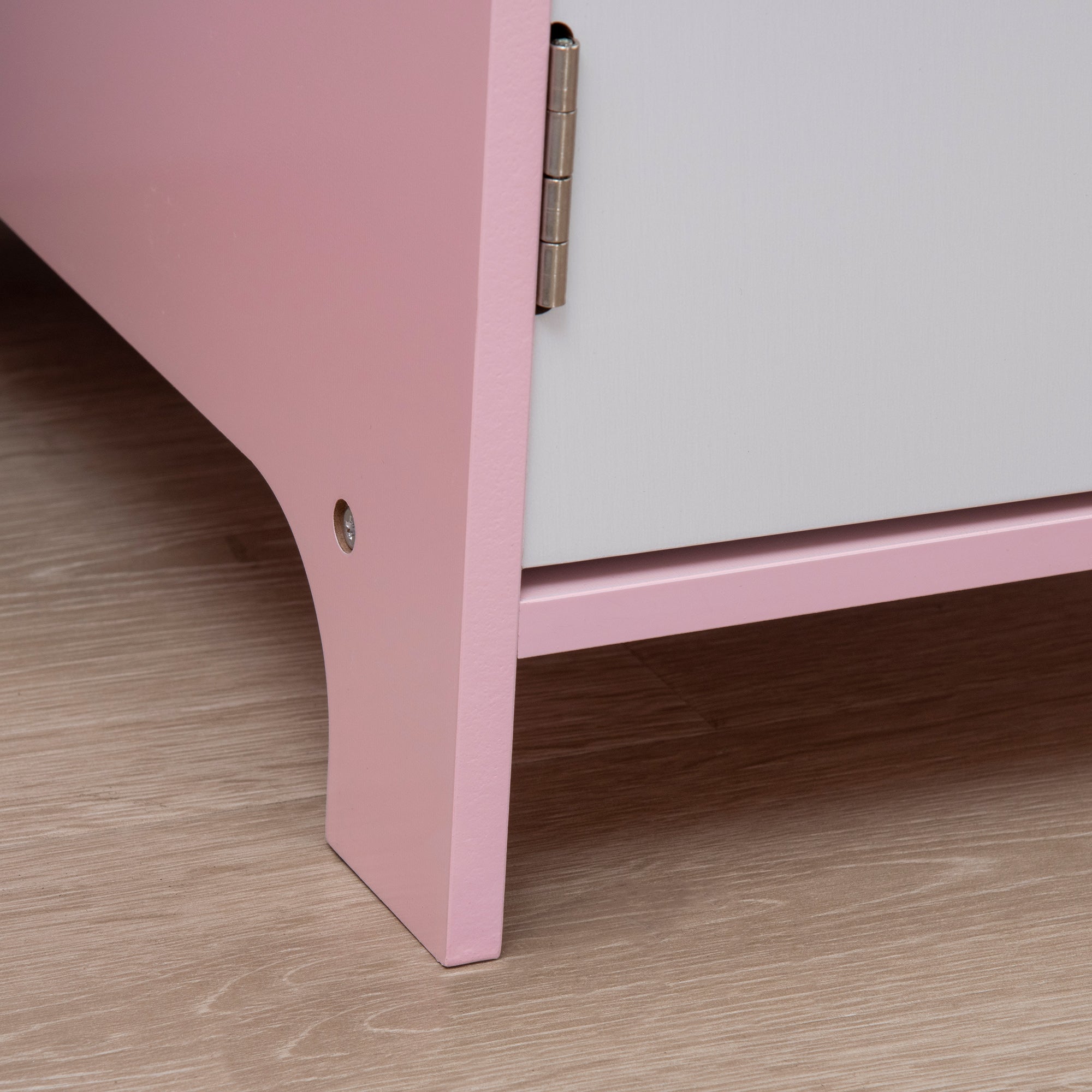 Toddler Table and Chair Set, Kids Writing Desk Homework Table with Whiteboard, Storage Cabinet, Pink