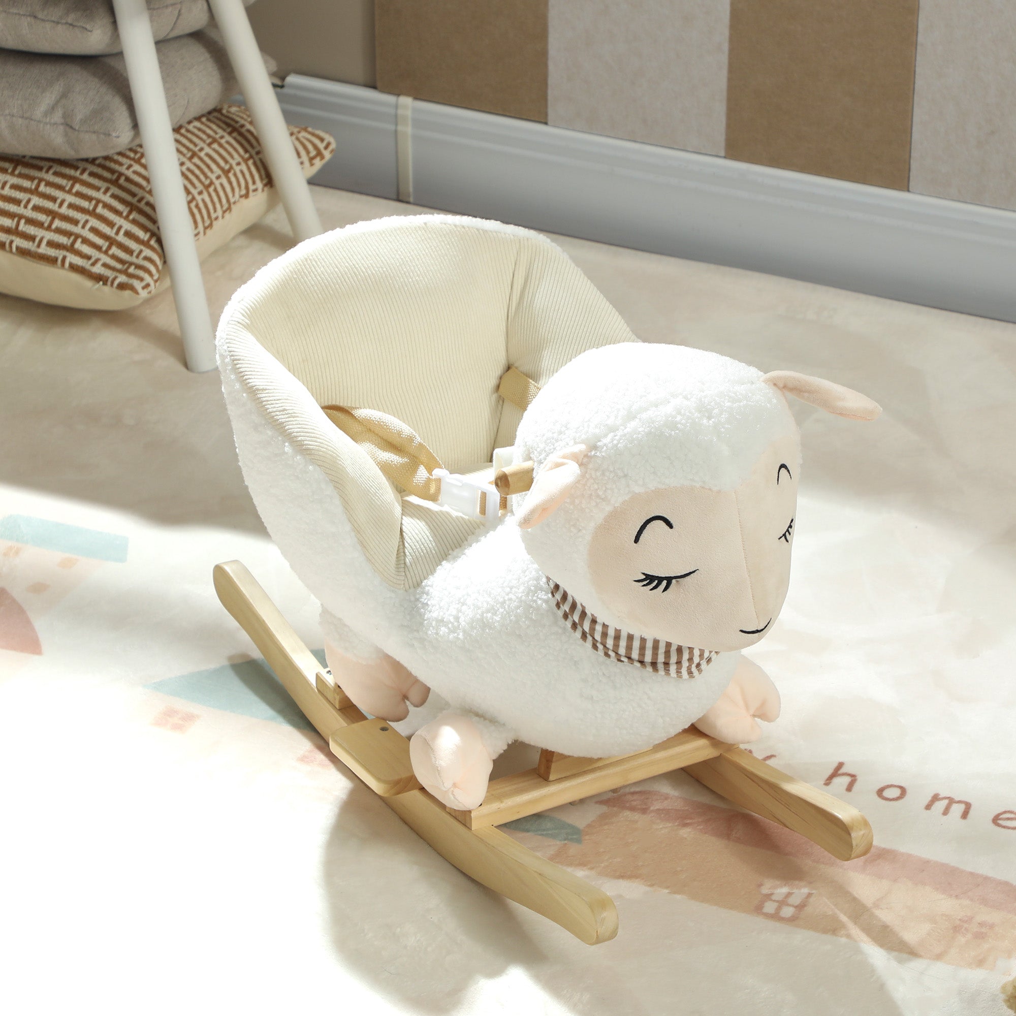 Baby Rocking Horse, Sheep Rocking Horse with Lullaby Song for Toddlers 18–36 Months, White