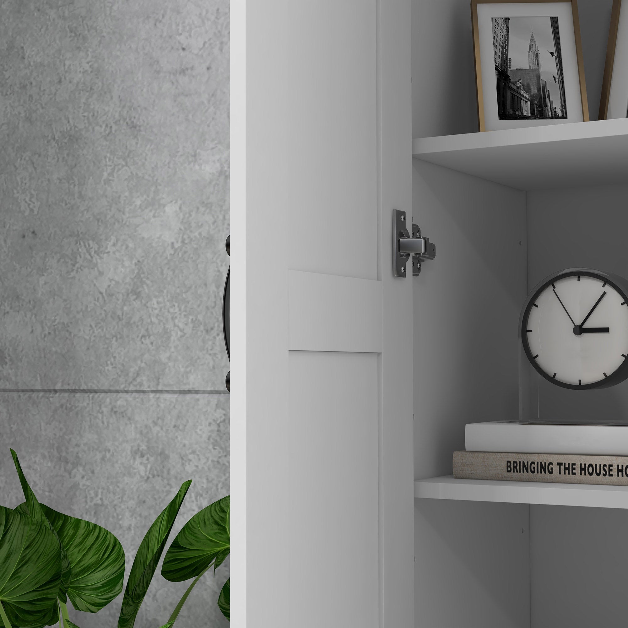 White Storage Cabinet with Adjustable Shelves and Tall Design, for Kitchen Storage , Perfect for Home Use and Family Organization