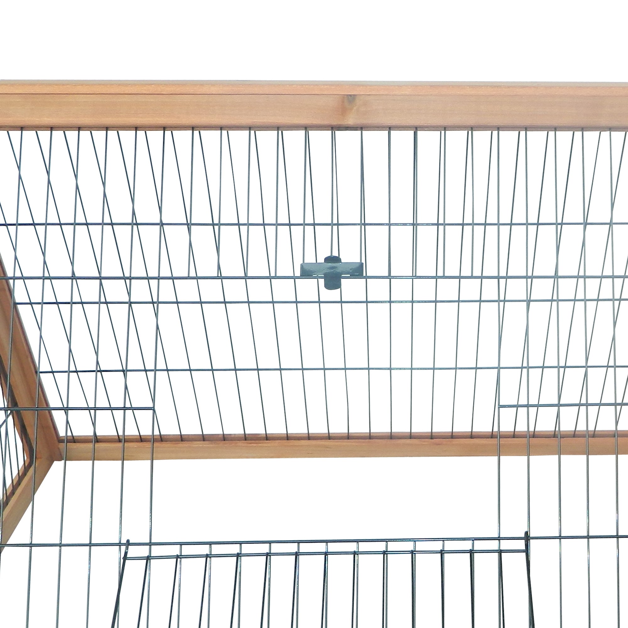 46" x 24" Wooden A-Frame Outdoor Rabbit Hutch, Small Animal Cage, Bunny Hutch with Outside Run & Ventilating Wire, for Rabbits, Chickens, Ducks, Yellow - Yellow - Image 7