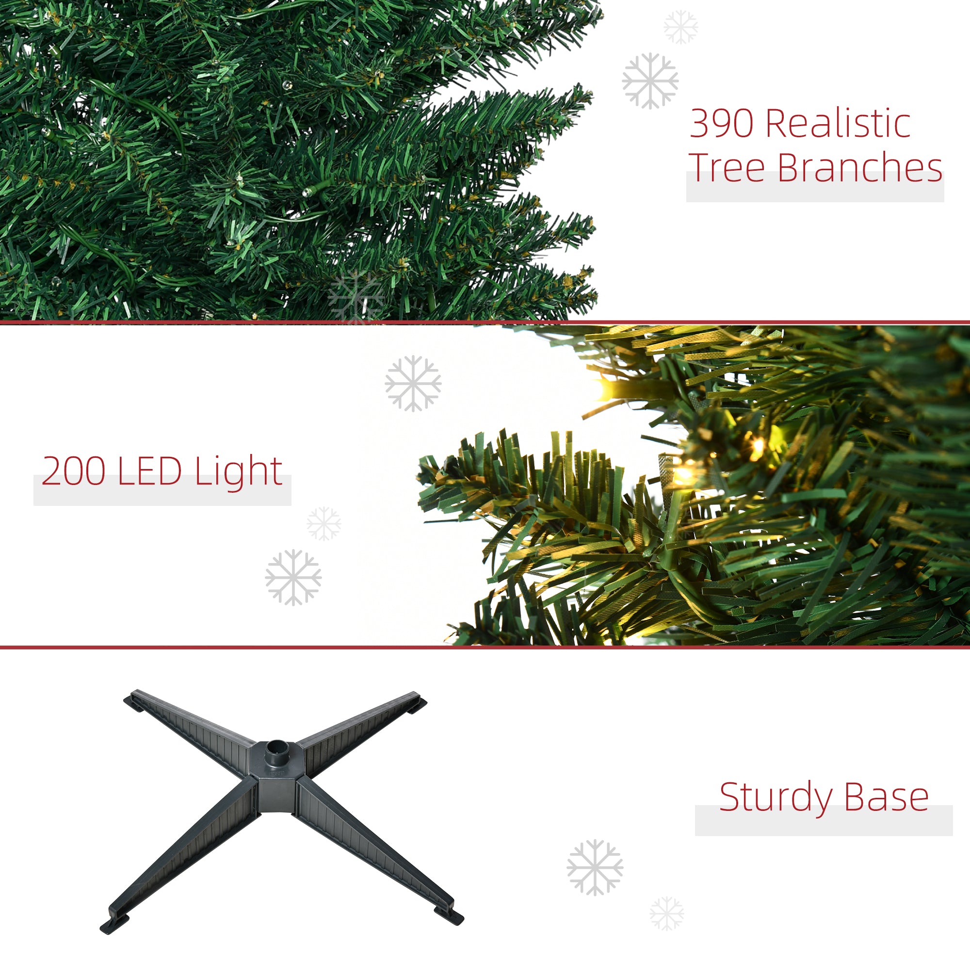 6' Tall Pre-Lit Slim Noble Fir Artificial Pencil Christmas Tree with 200 Warm White LED Lights and 390 Tips, for Christmas Decoration, Green