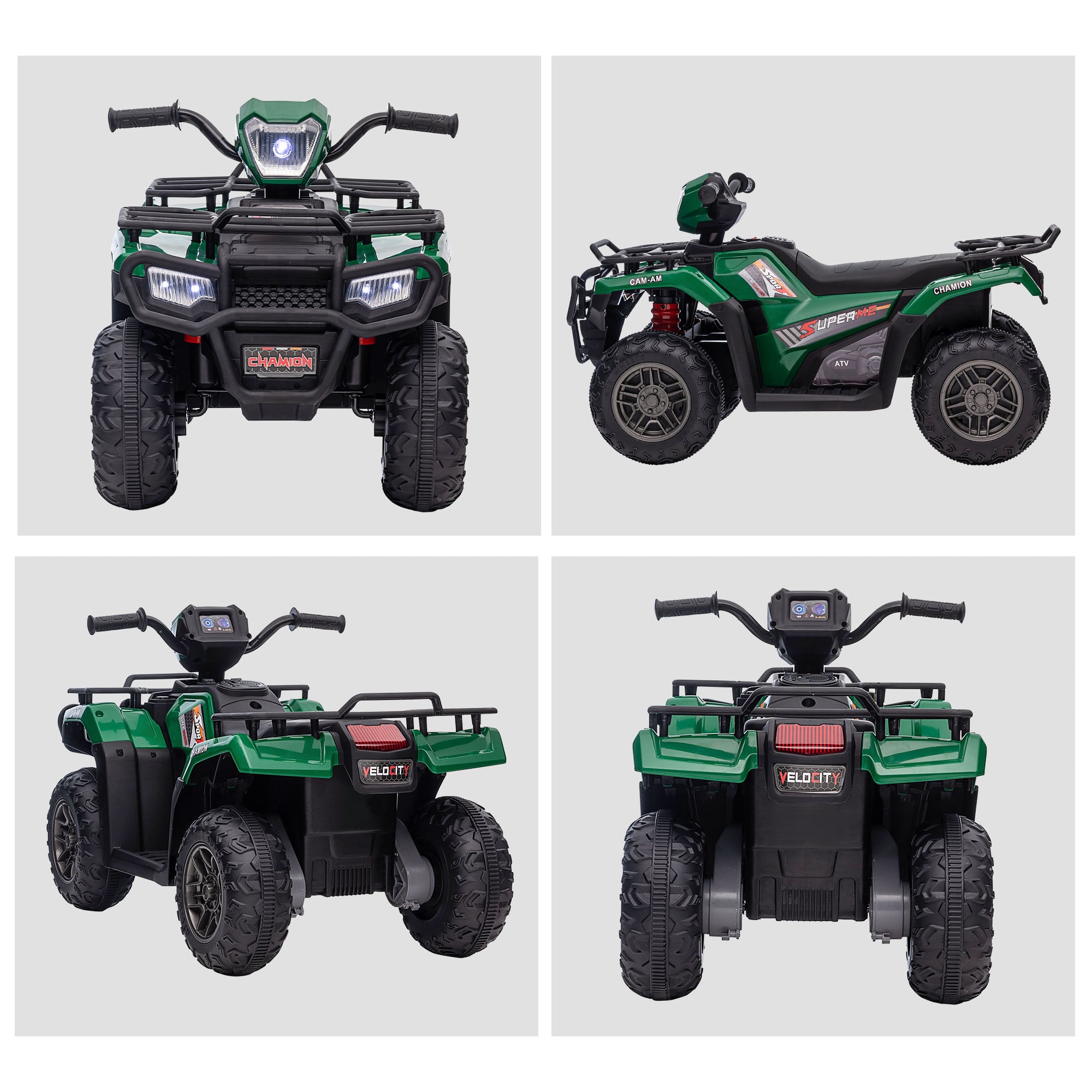 12V Electric Toy Car with Forward Backward Function, Music, LED Headlights, for Ages 3-5 Years, Green