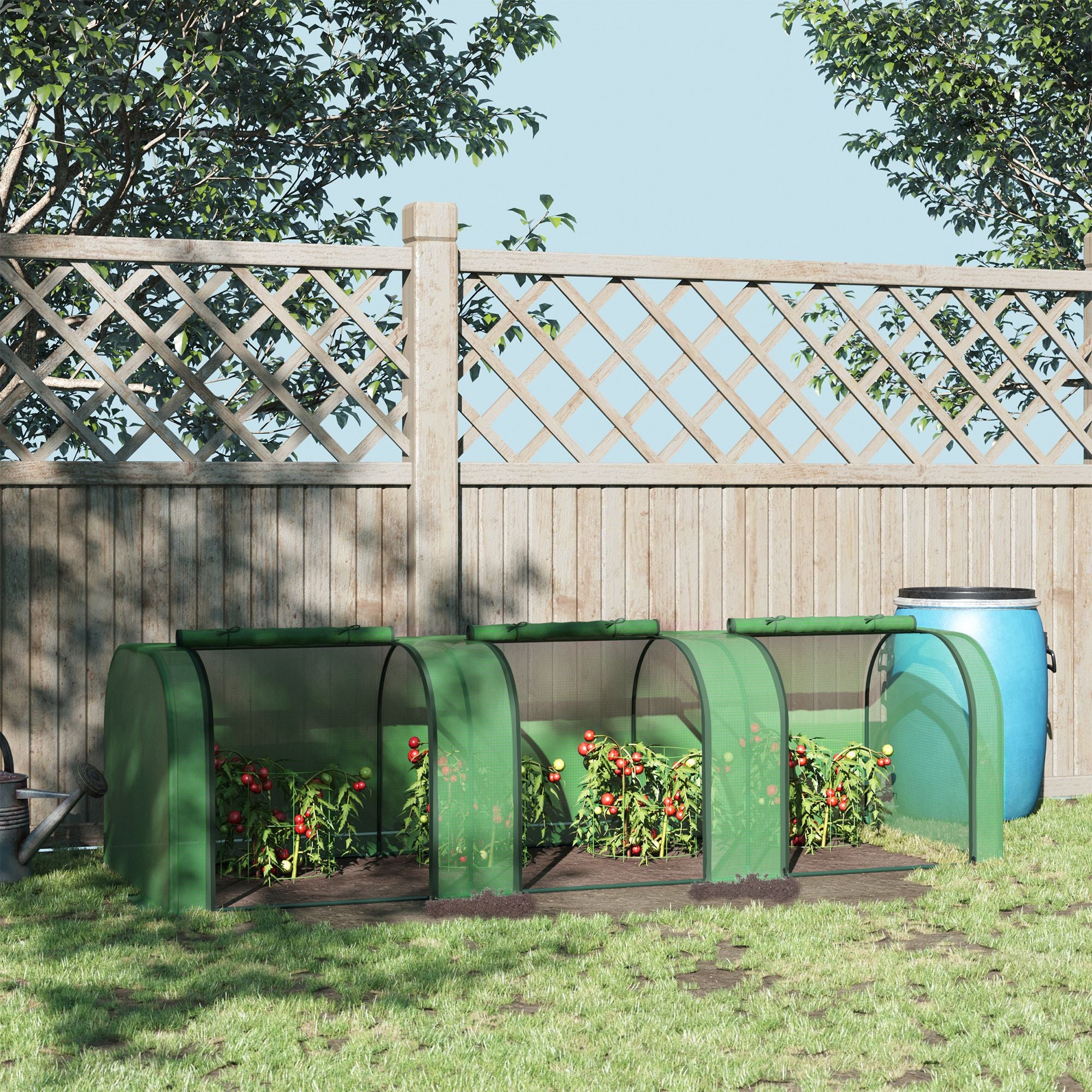 9.7' L x 3' W x 2.5' H Portable Tunneled Greenhouse with 3 Zippered Doors, Water/UV Fighting PE Cover - Green - Image 2