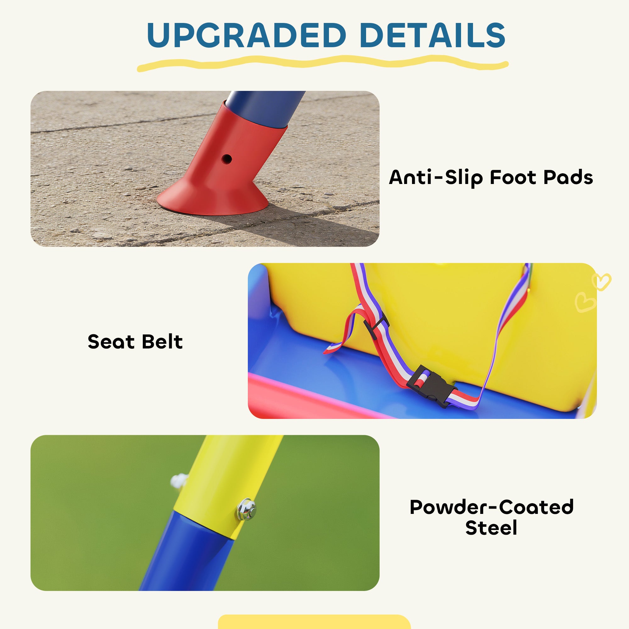 3 in 1 Toddler Swing Set, Folding Child Swing Set with Seat Belt, Adjustable Seat for Outdoor Indoor, Blue