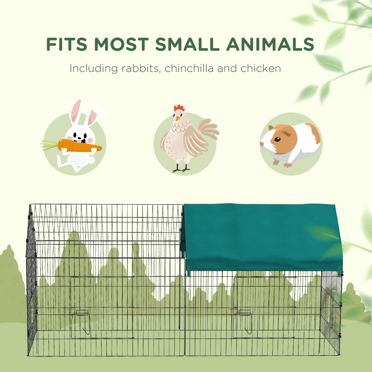 87" Small Animal Playpen with with Roof for Rabbits, Chicken, Chinchillas for Indoor/Outdoor Use, Green - Green - Image 6