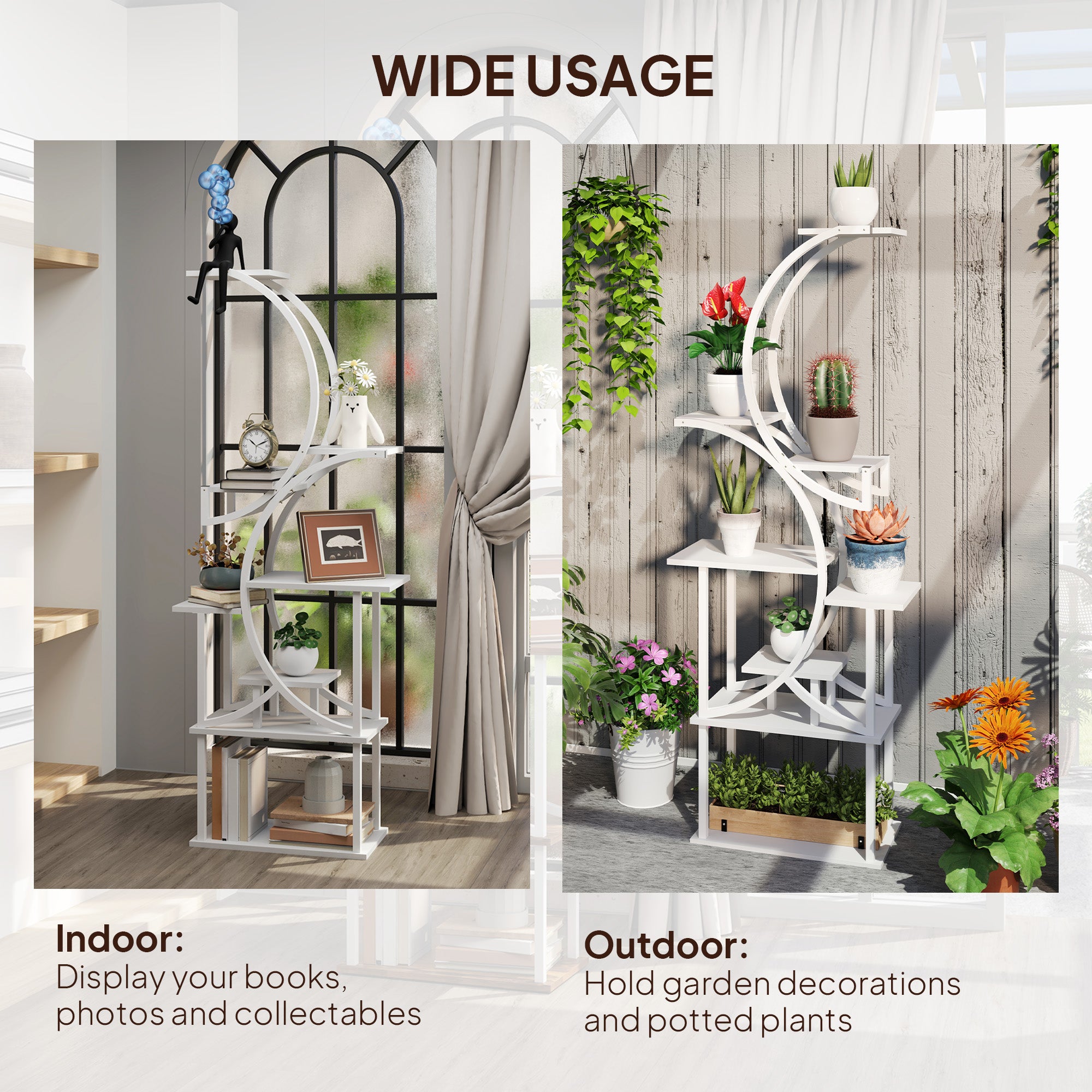 Plant Stand Indoor, 8 Tier 62" S-Shaped Plant Shelf, Corner Plant Rack for Multiple Plants, White - White - Image 7