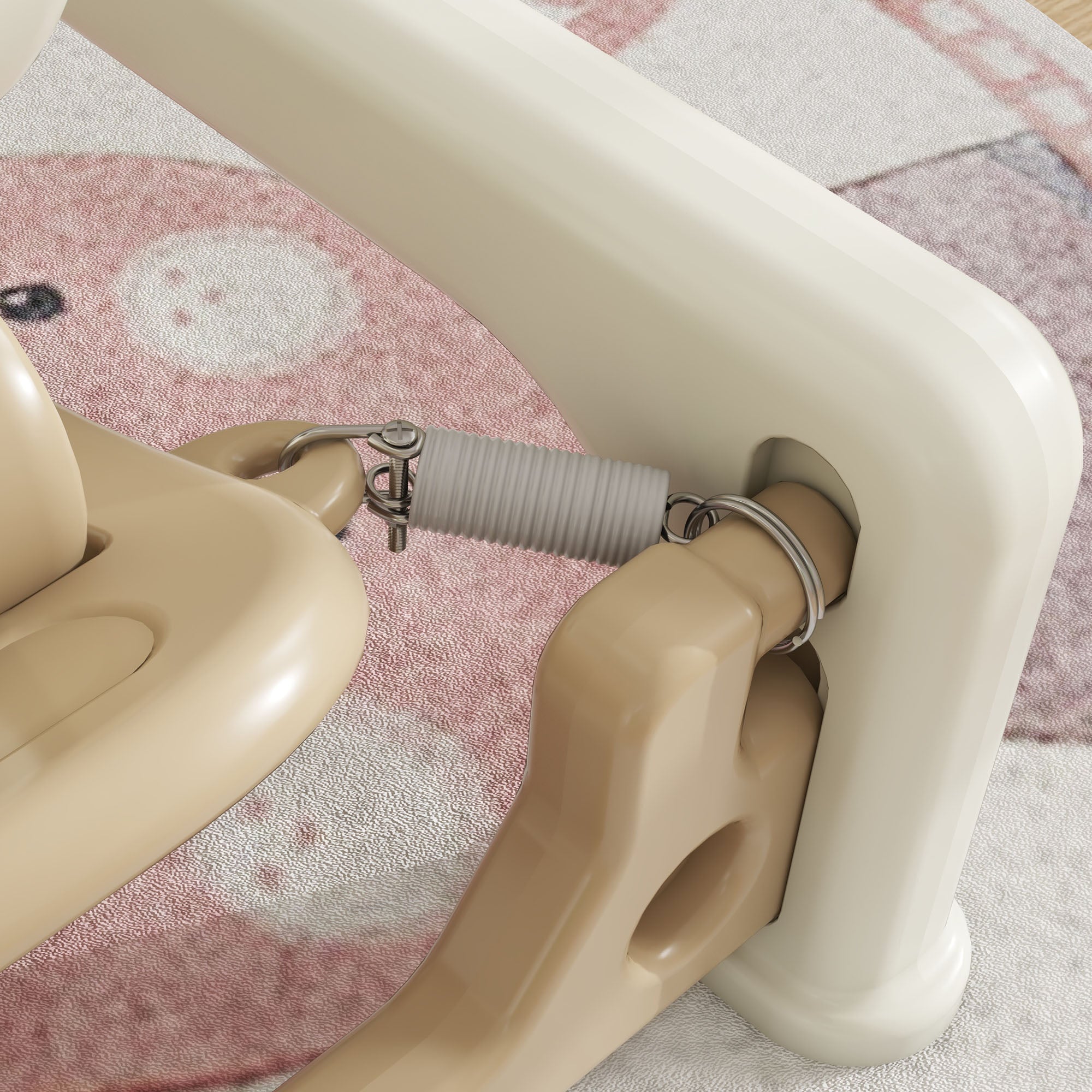 5 in 1 Rocking Horse for Toddlers 1-3 Years with Detachable Balance Board, Push Handle, Footrest, Cream White