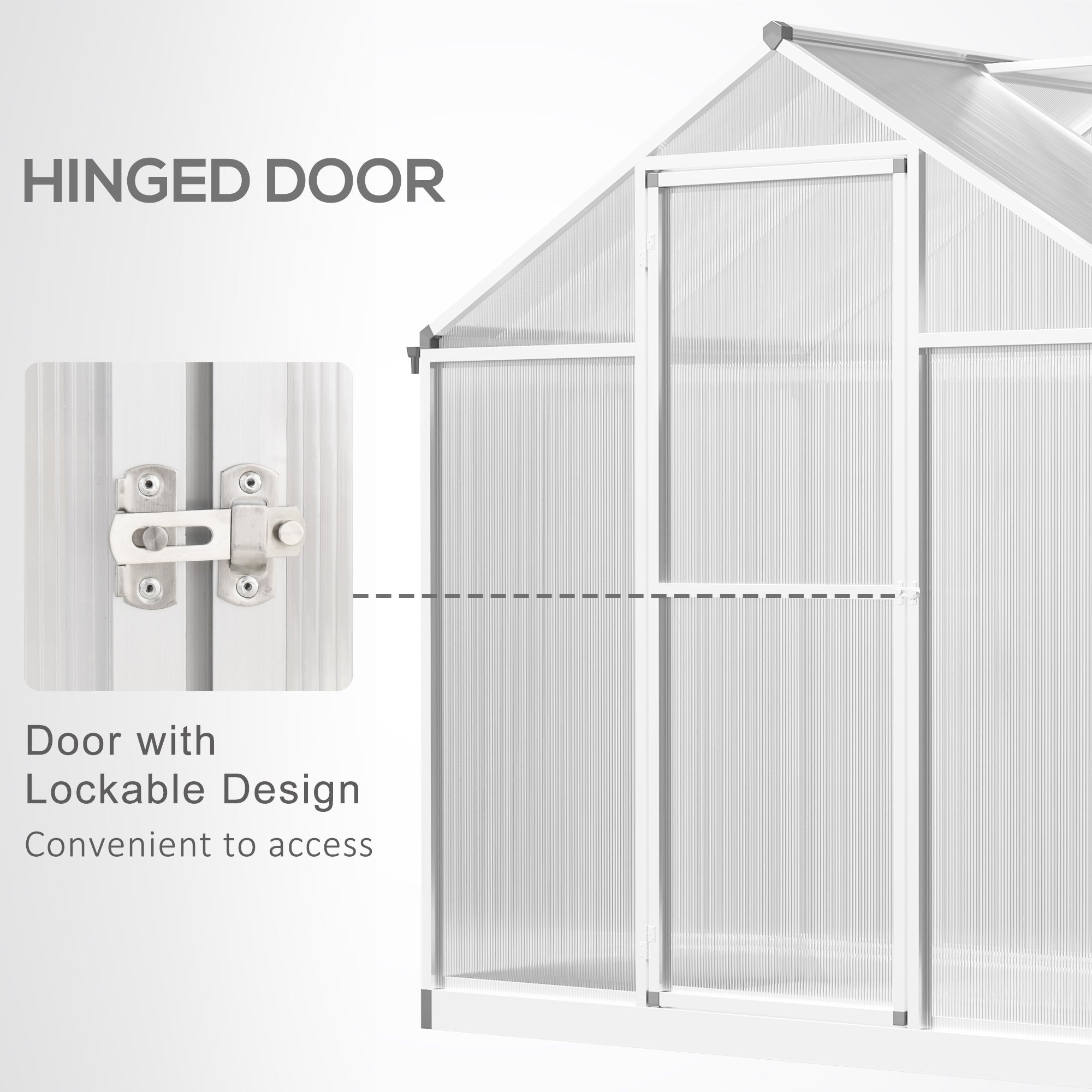 4' L x 6' W Walk-In Polycarbonate Greenhouse with Roof Vent,Greenhouse for Winter - Silver - Image 5
