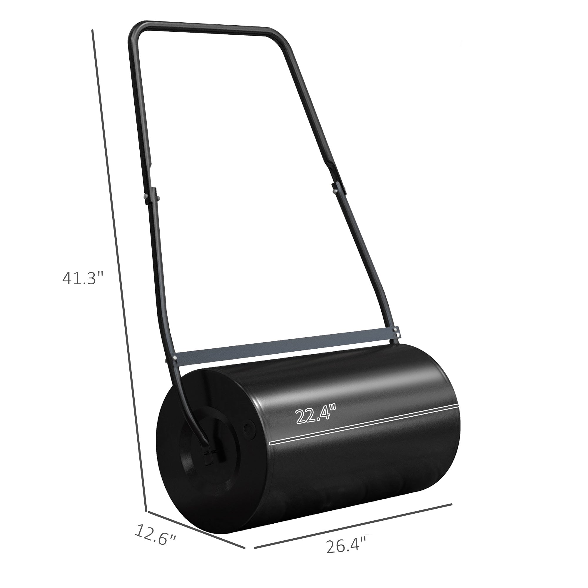 46L Lawn Roller, Push/Tow Behind Sod Roller with U Shaped Handle, Water Filled Yard Roller for Garden, Lawn, Backyard - Black - Image 3