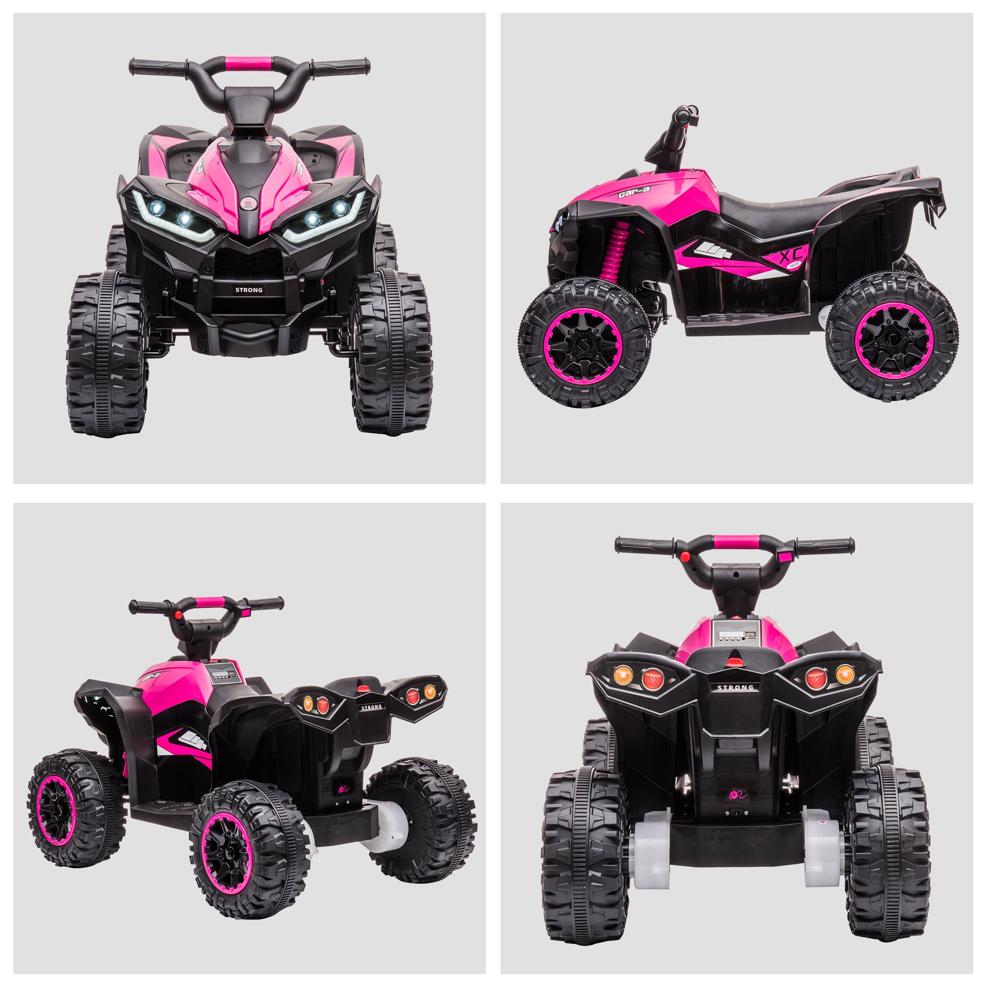 12V Kids ATV Quad Car with Forward & Backward Function, Wear-Resistant Wheels, Music, for Toddlers 3-5 Years Old, Pink