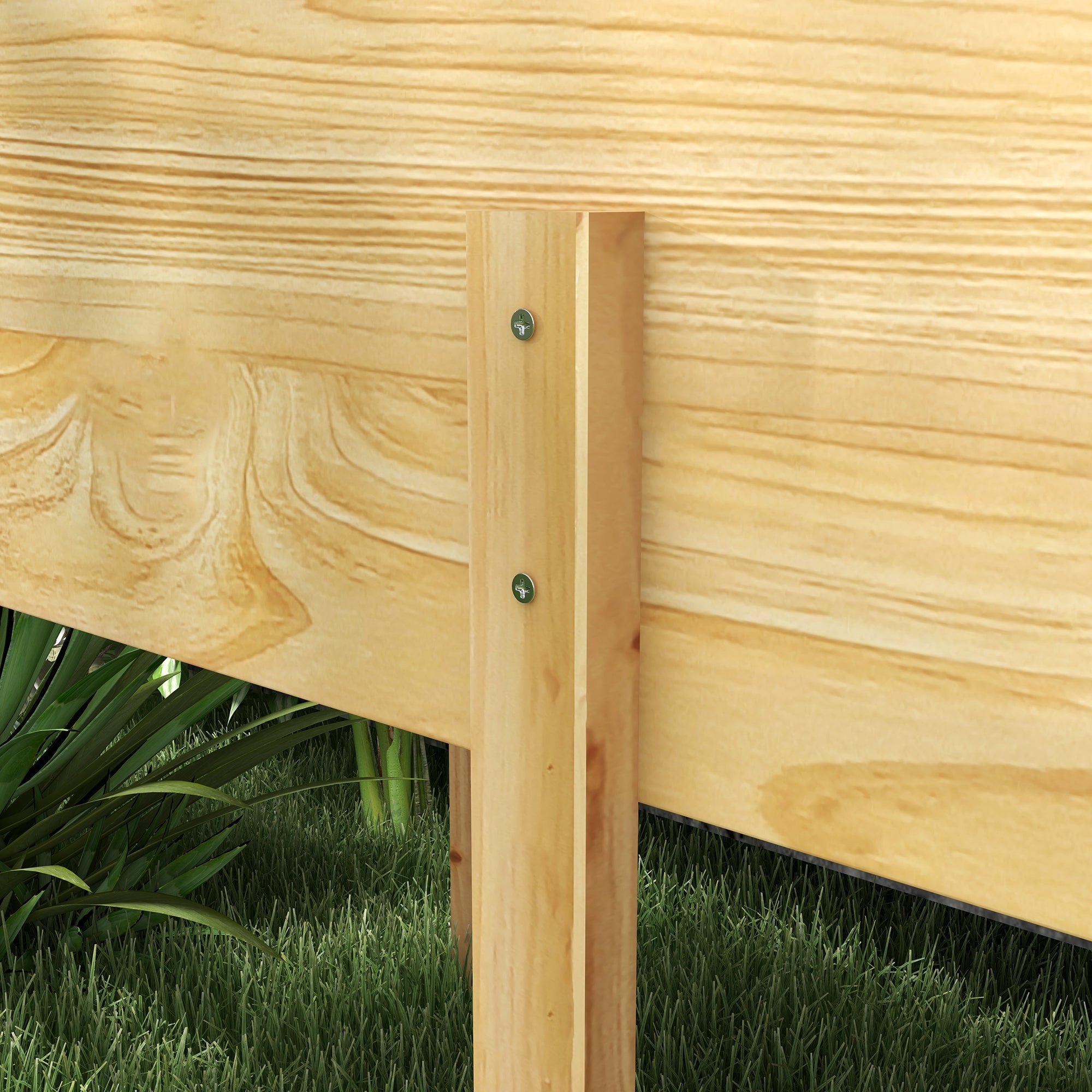 Wooden Raised Garden Bed, Large Elevated Planter Box with Legs, Bed Liner and Drain Holes, 7.4' x 1.8' x 2.6', Natural - Natural Wood - Image 8