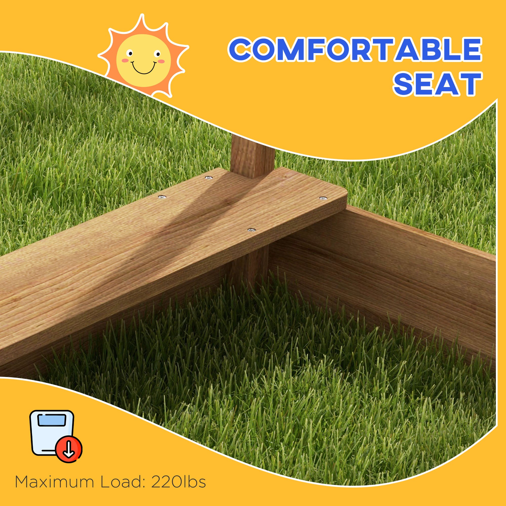 Wooden Sandbox with Canopy, House Design for 3-7 Years Old, Brown
