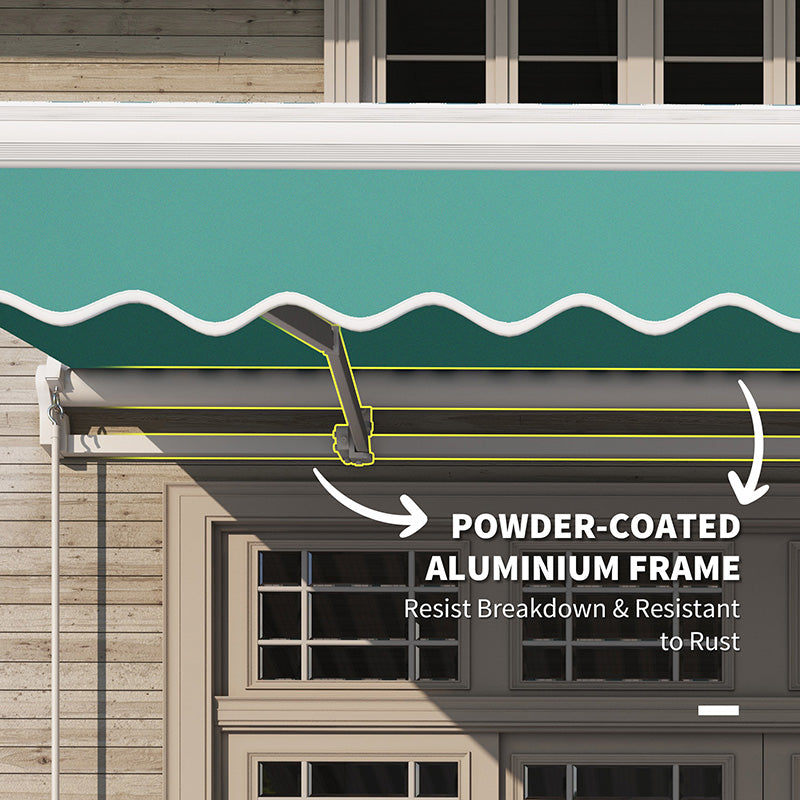 13' x 8' Manual Retractable Awning Sun Shade Shelter with UV Protection and Easy Crank for Patio Deck Yard, Green
