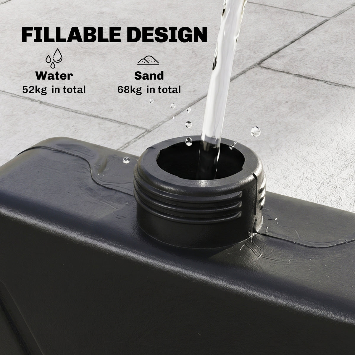 HDPE Material Patio Umbrella Base Weights Sand Filled up to 150 Lb. for Any Offset Umbrella Base | 4-Piece