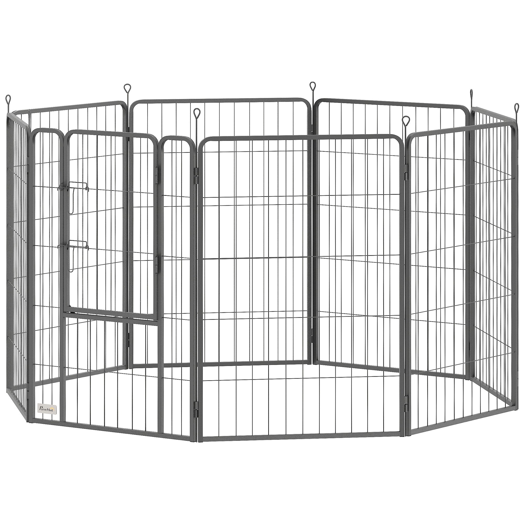 39 Inch Exercise Pen, Heavy Duty Dog Playpen, 8 Panel Metal Pet Fence for Medium and Large Dogs, Black - Black