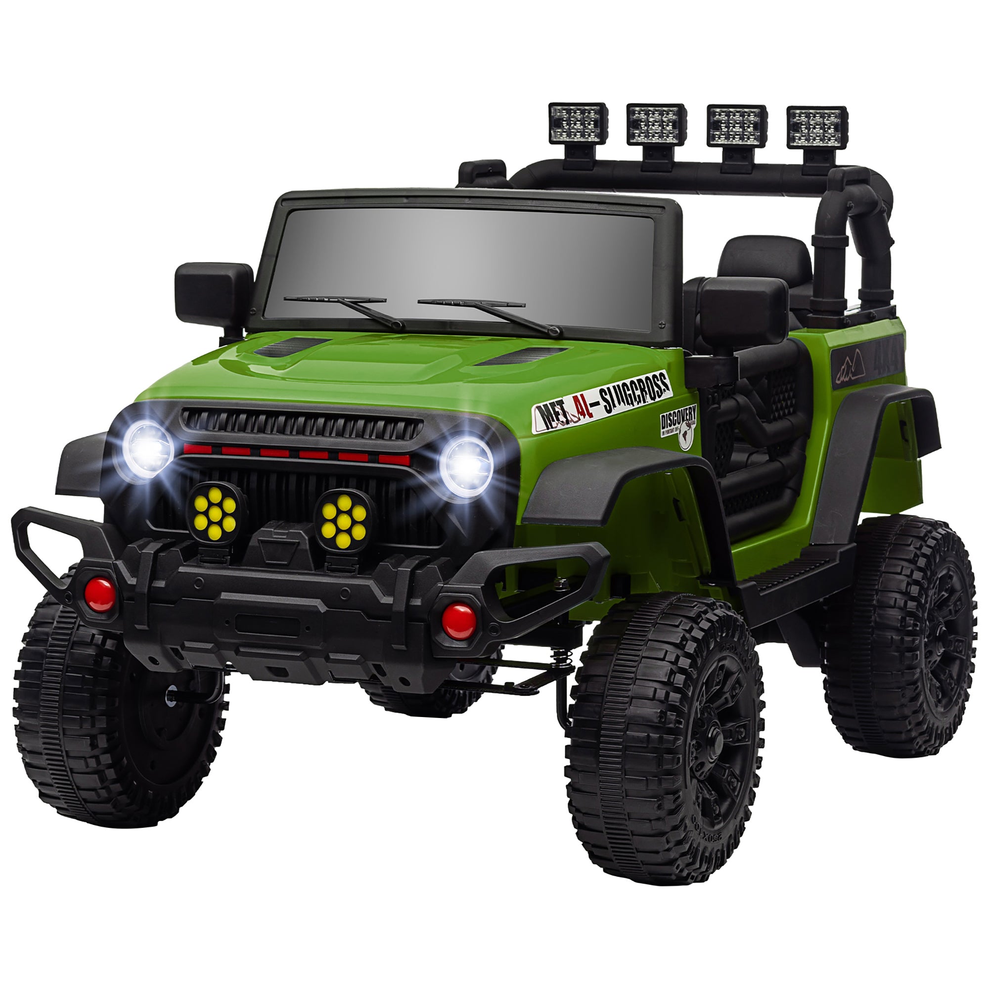 12V Battery Powered Ride on Car, Ride on Truck w/ Remote, 4 Suspension Wheels, Music Horn Lights, Green