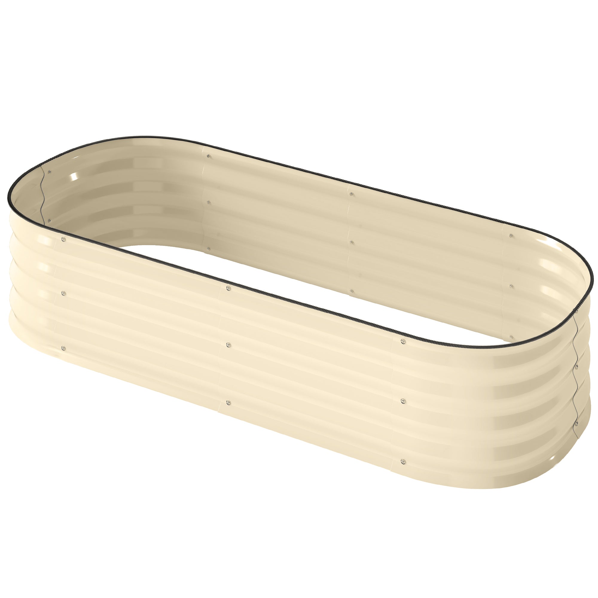 4.9' x 2' x 1' Galvanized Raised Garden Bed Kit, Metal Planter Box with Safety Edging, Cream - Cream White
