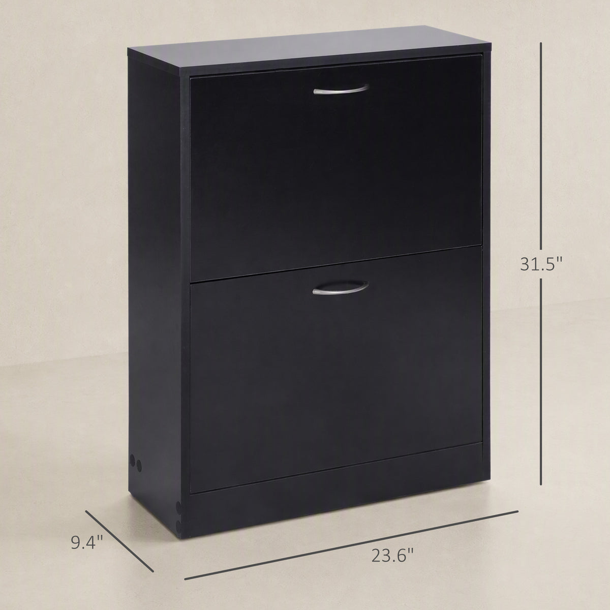 Shoe Cabinet with 2 Flip Drawers, Narrow Shoe Storage Cabinet with Adjustable Shelves for Entryway, Hallway, Black