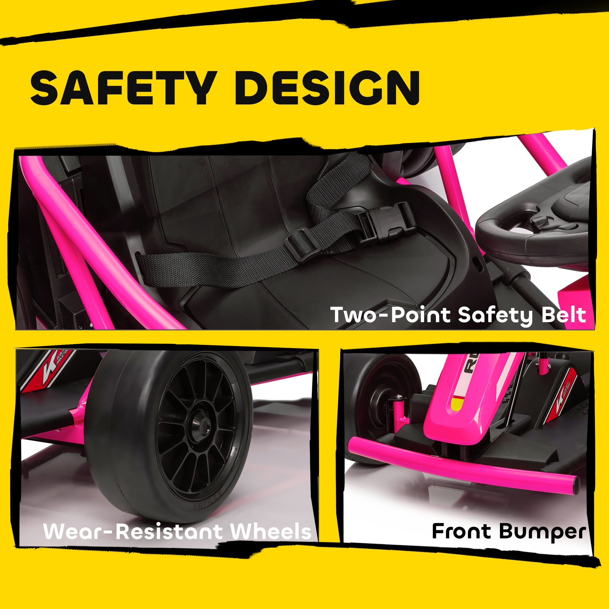 24V 7AH Kids Electric Go Kart, 8.1 MPH Battery Powered Drift Kart with Dual Motors, Soft Start for 8-12 Years, Pink