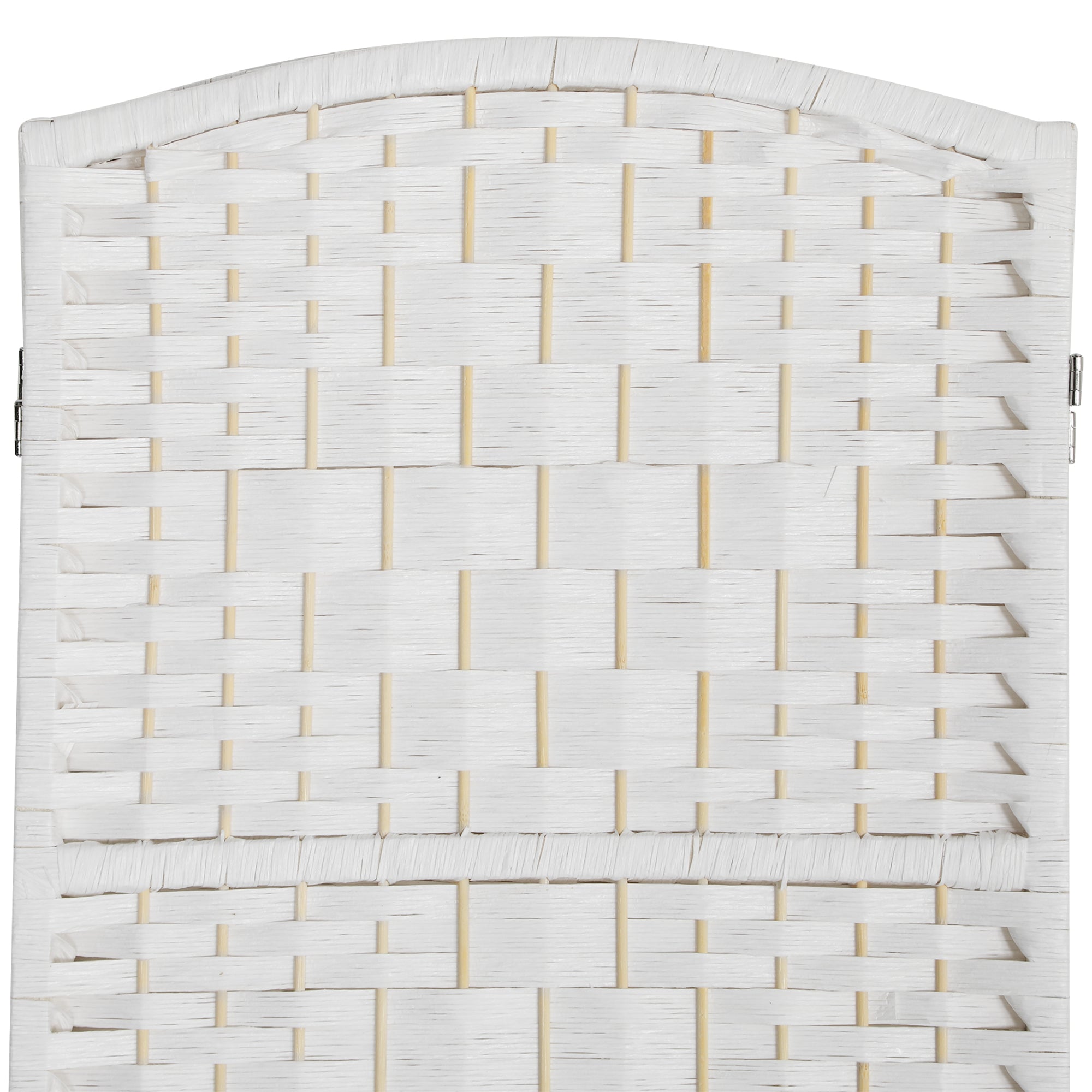 Room Divider, 4 Panel Folding Privacy Screen, 6FT Tall Portable Weave Partition Wall Divider for Bedroom, White