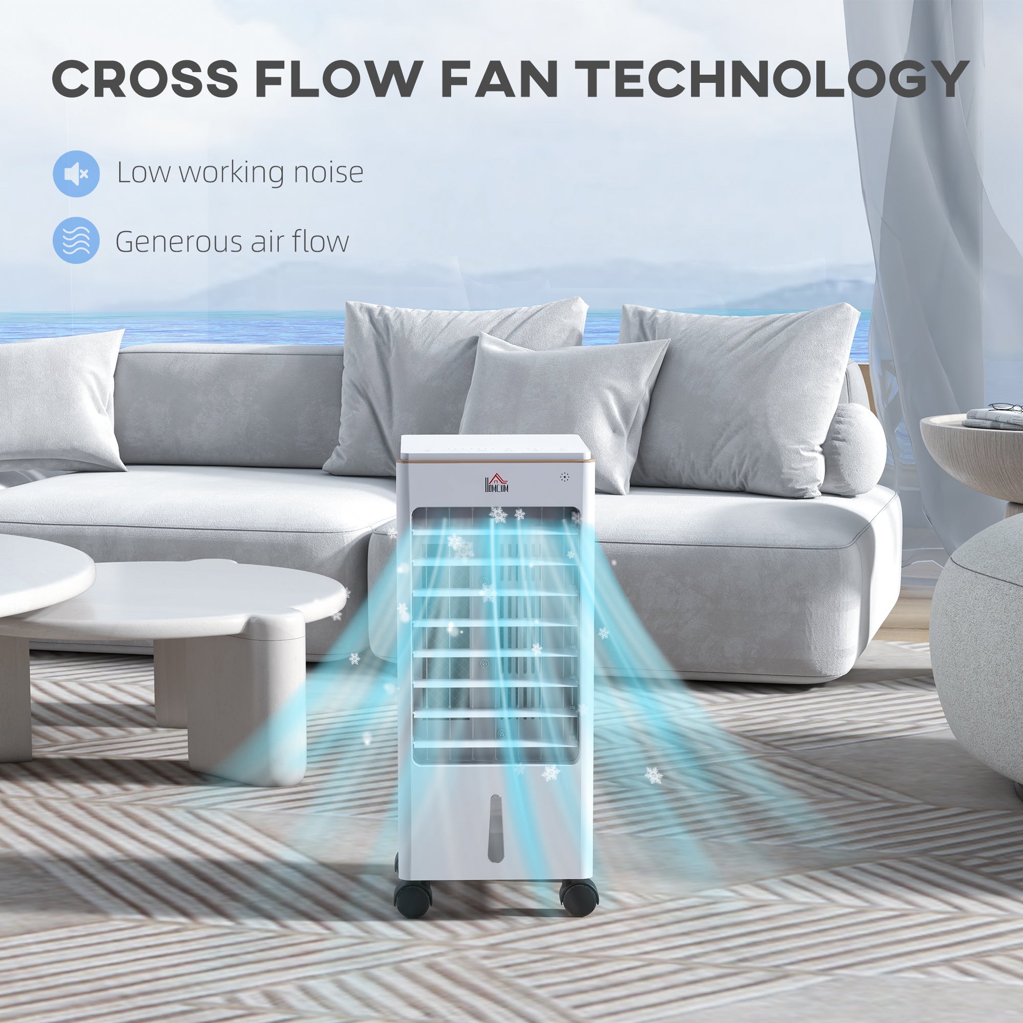 Room Air Cooler with Ice Packs, Ice Cooling Fan Water Conditioner Humidifier Unit with Remote, Timer, Wheels