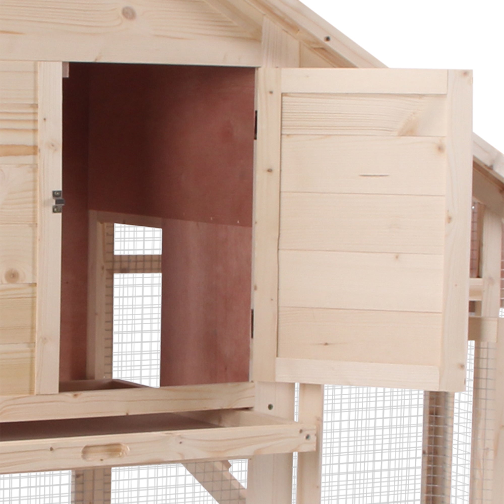 55" L 2-Tier Wooden Rabbit Hutch Bunny Cage - Natural Wood Color - Image 8