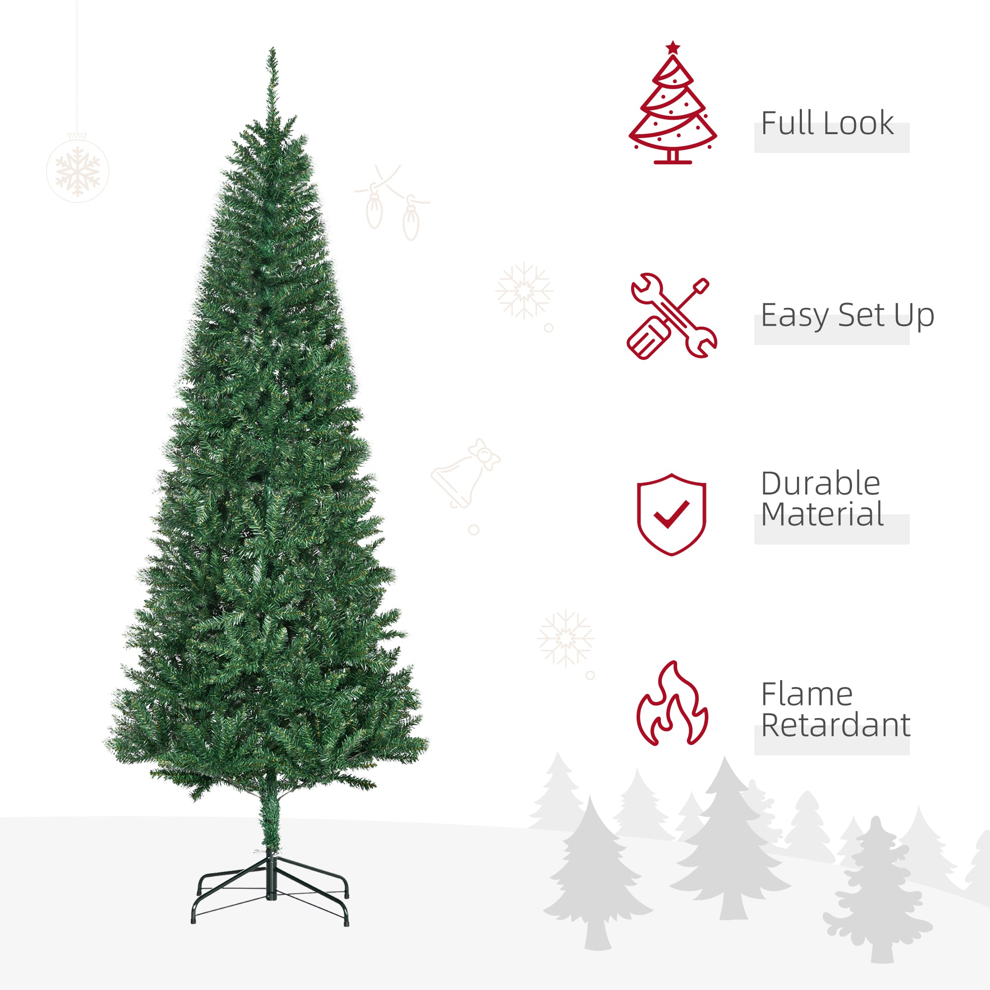 7' Artificial Christmas Tree, Unlit Xmas Tree with Realistic Branch Tips for Indoor, Home, Holiday, Green