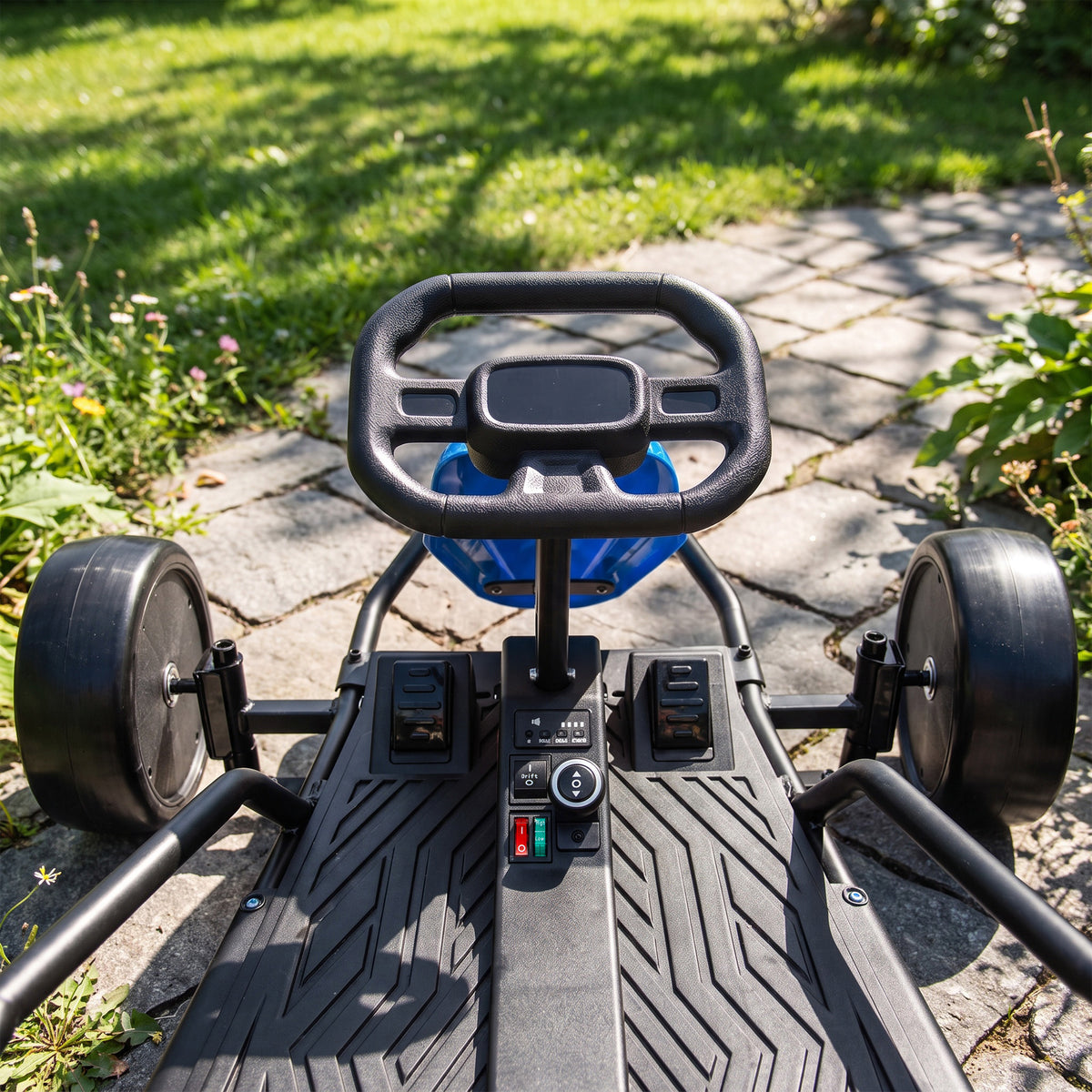 24V Electric Drift Go Kart for Kids with Dual Motors, Soft Start, PU Wheels, 7.5MPH High Speed, for Ages 6+, Blue
