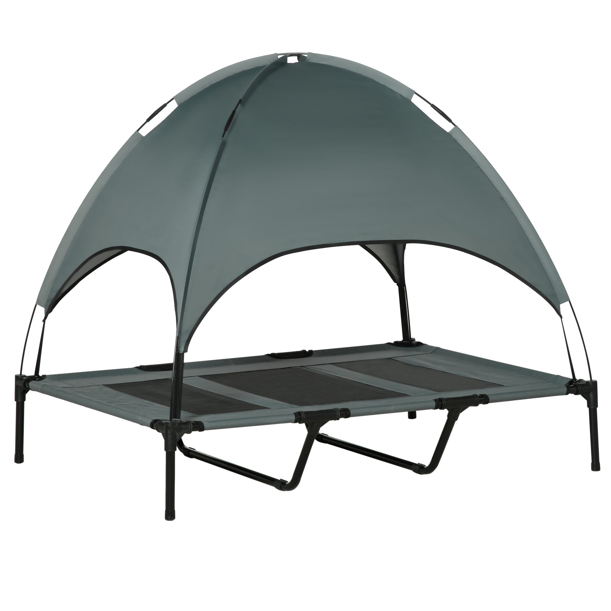 48" x 36" Elevated Portable Dog Cot Cooling Pet Bed with UV Protection Canopy Shade - Grey