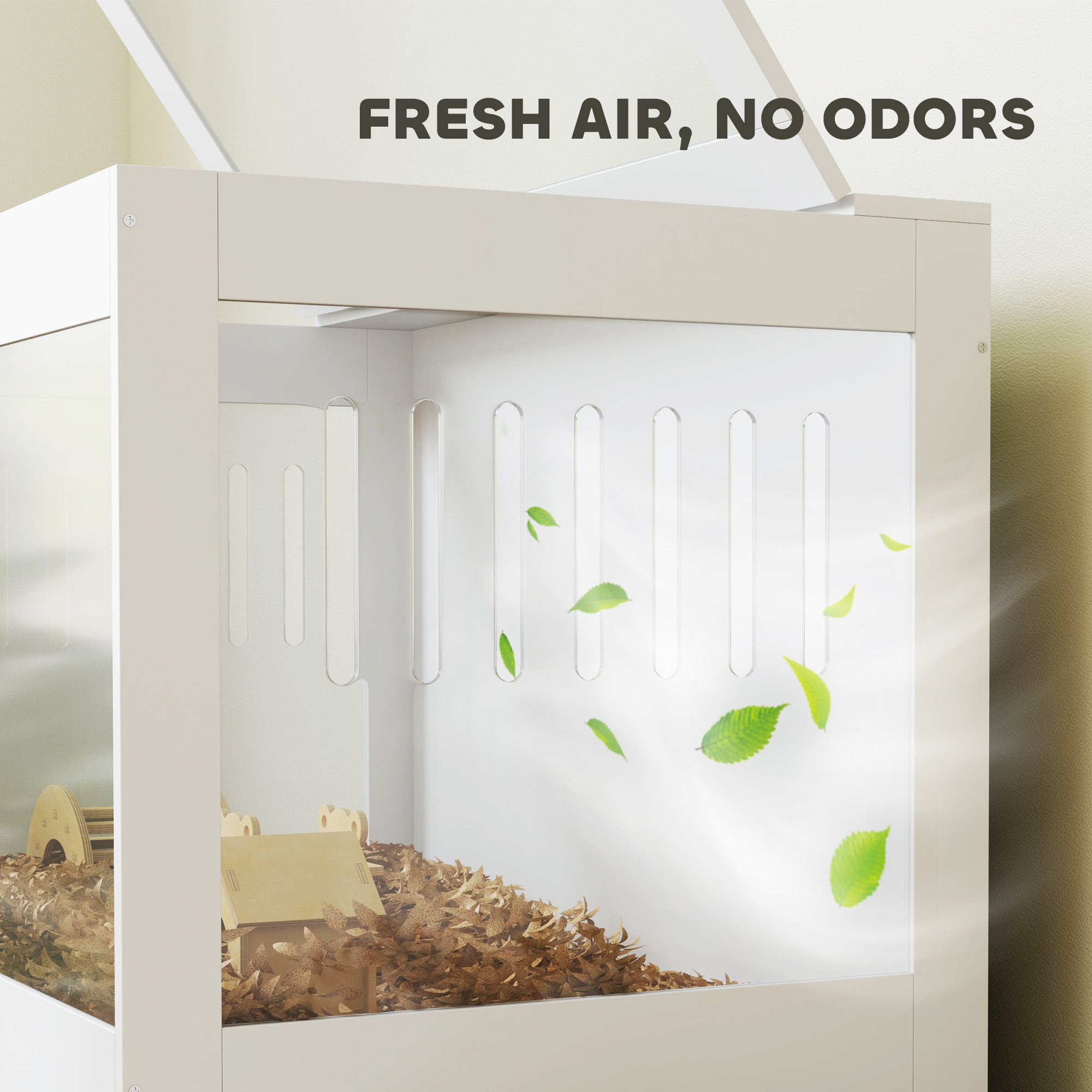 Hamster Cage with Openable Top & Lock, Hut, Transparent Acrylic Panels, Accessories, for Dwarf Hamster Gerbil, White - White - Image 6