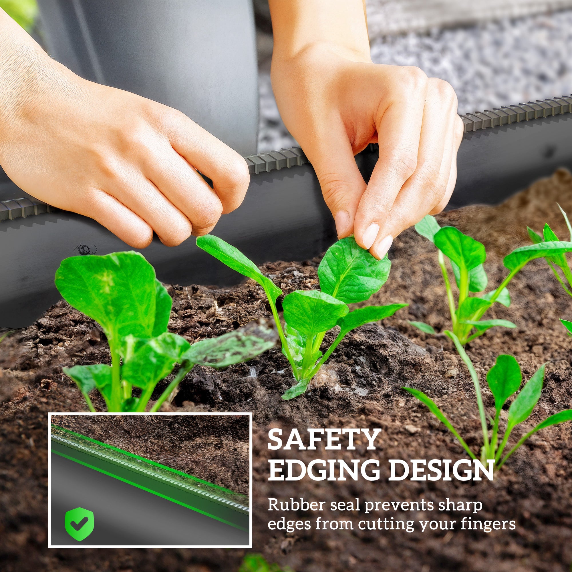 4.9' x 2' x 1' Galvanized Raised Garden Bed Kit, Metal Planter Box with Safety Edging, Dark Gray - Dark Gray - Image 6