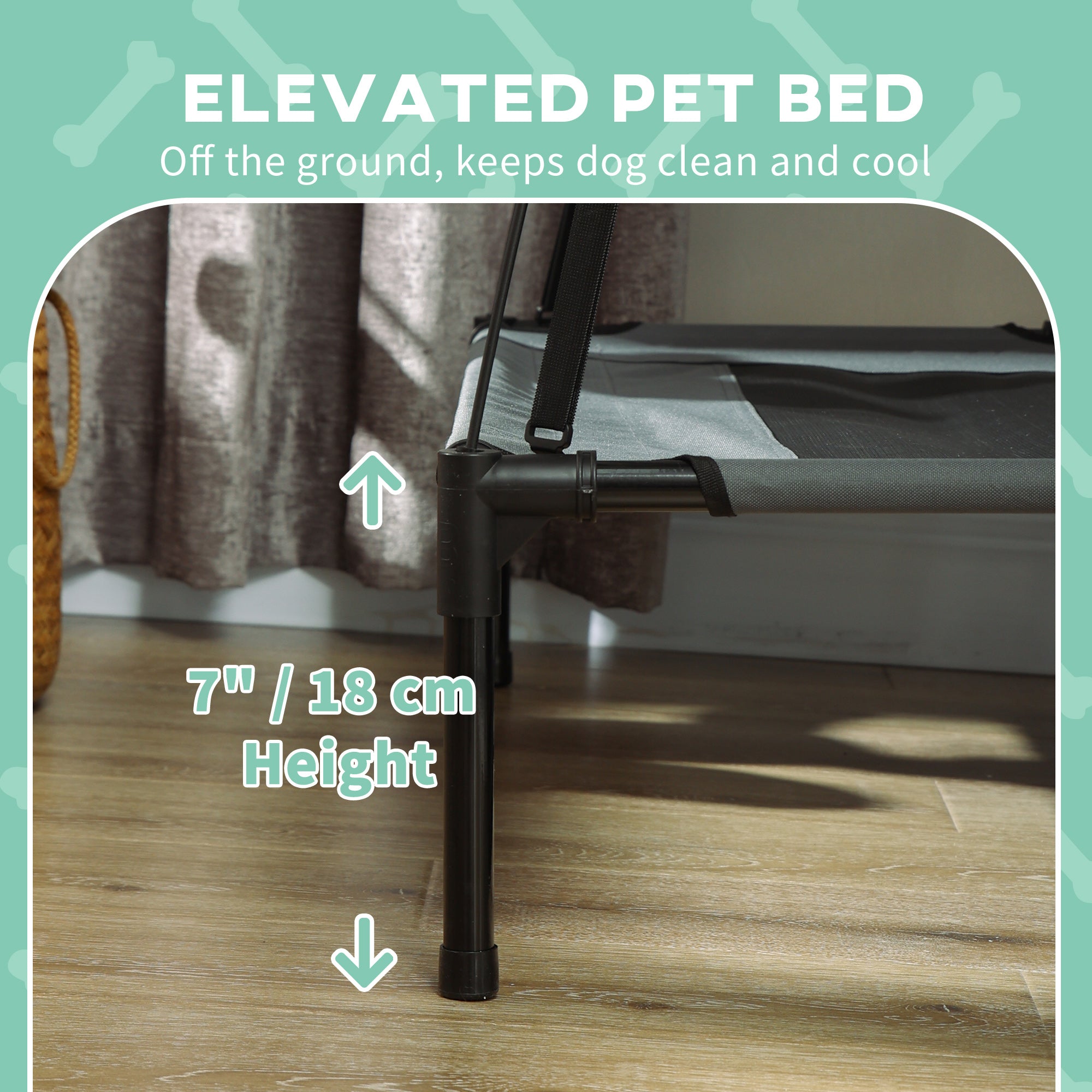 Elevated Dog Bed with Removable Canopy, Outdoor Dog Cot with UV Protection Canopy Shade, 30 inch Pet Bed for Camping, Gray - Grey - Image 7