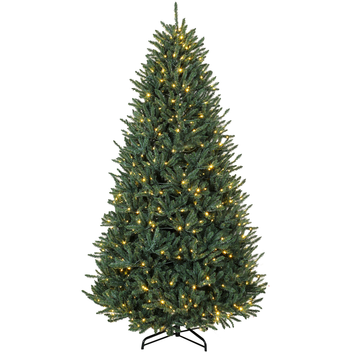 9ft Prelit Christmas Tree, Colorado Blue Spruce, Easy Plug, Hinged Xmas Tree with Warm White & Multi-Color LED Lights