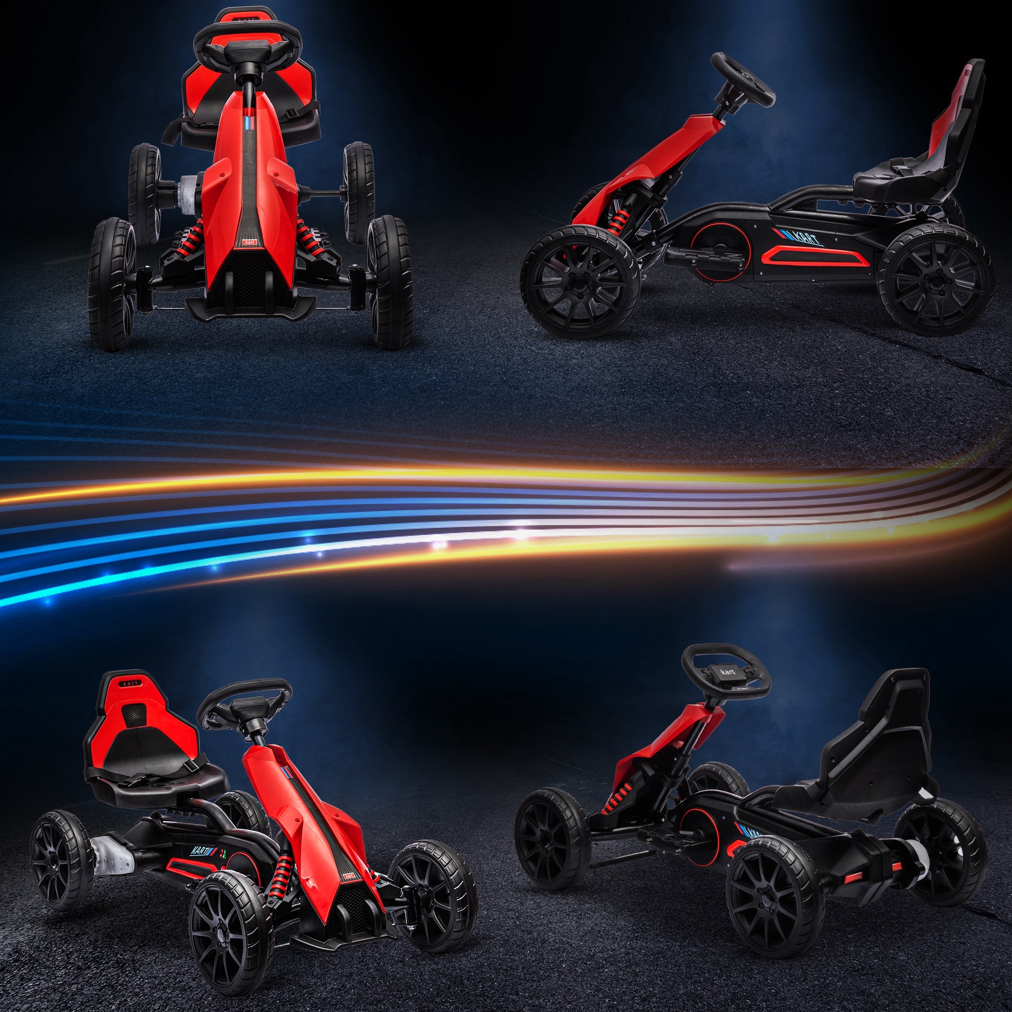 12V Electric Go Kart for Kids w/ Adjustable Speed, Red