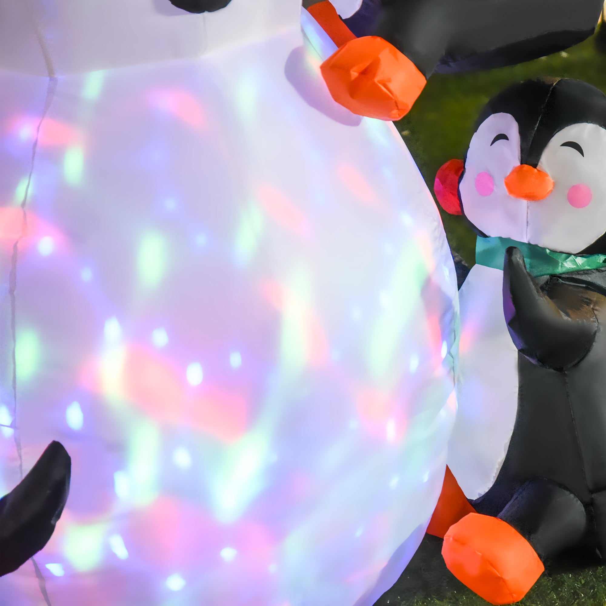 6' Christmas Inflatables Outdoor Decorations Snowman with Penguins, Blow-Up Yard Christmas Decor with LED Rotating Colorful Light