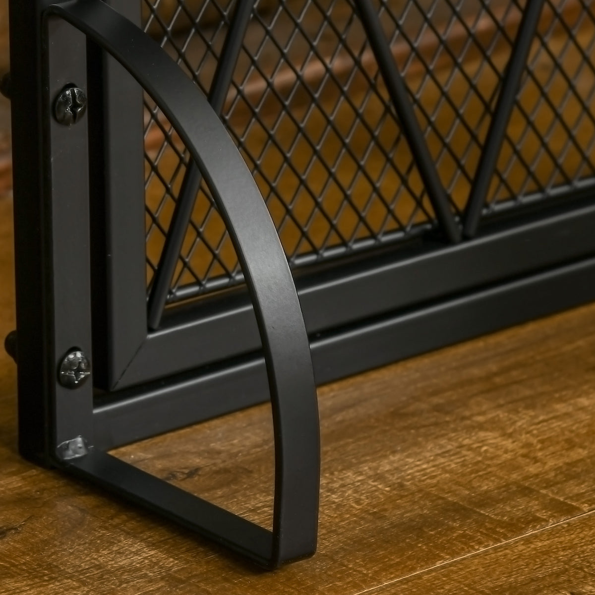 3-Panel Folding Fireplace Screen for Wood Burning with Double Doors, Home Heavy Duty Steel Fire Spark Guard, 47.25" W x 31" H, Black